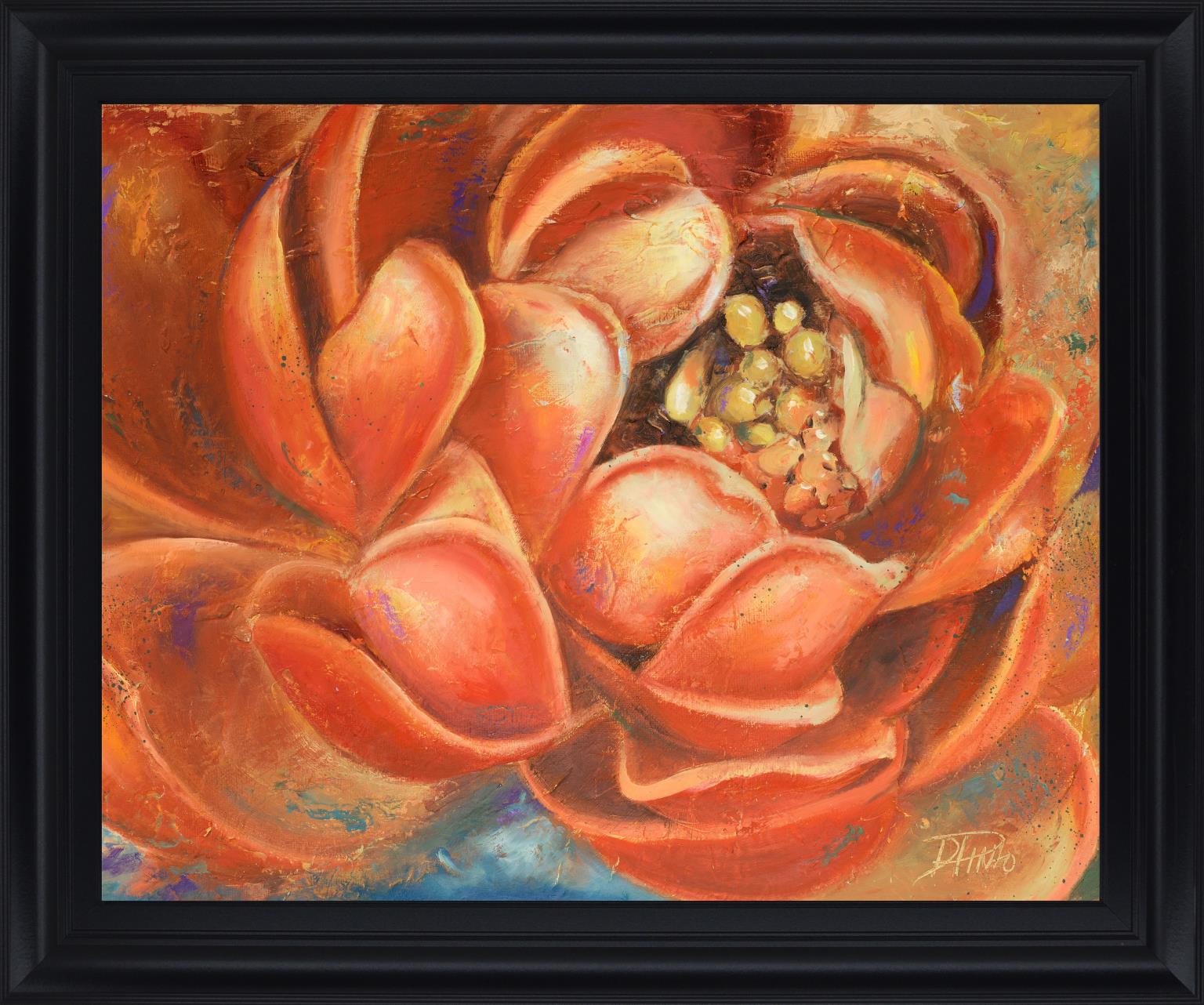 Amber Petal Radiance - 28" x 34" Framed Wall Art - Orange
