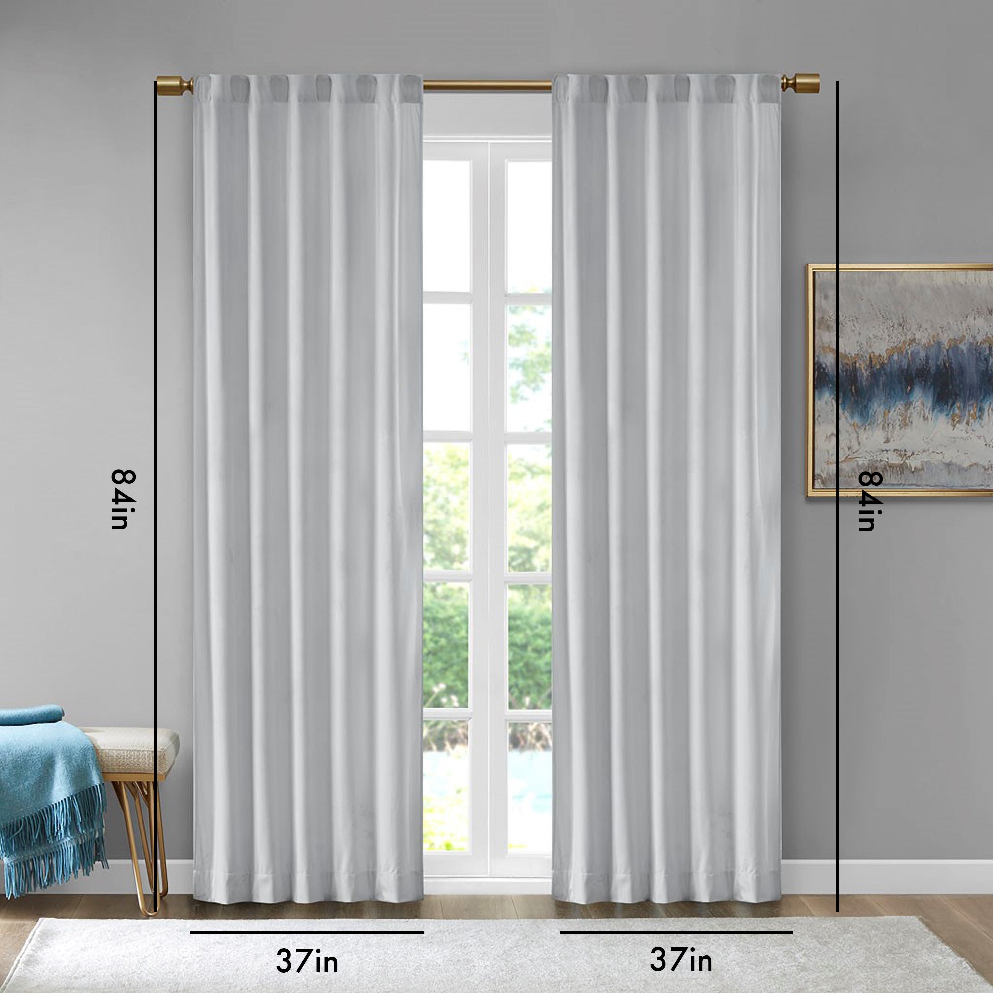 Room Darkening Poly Velvet Rod Pocket/Back Tab Curtain Panel Pair