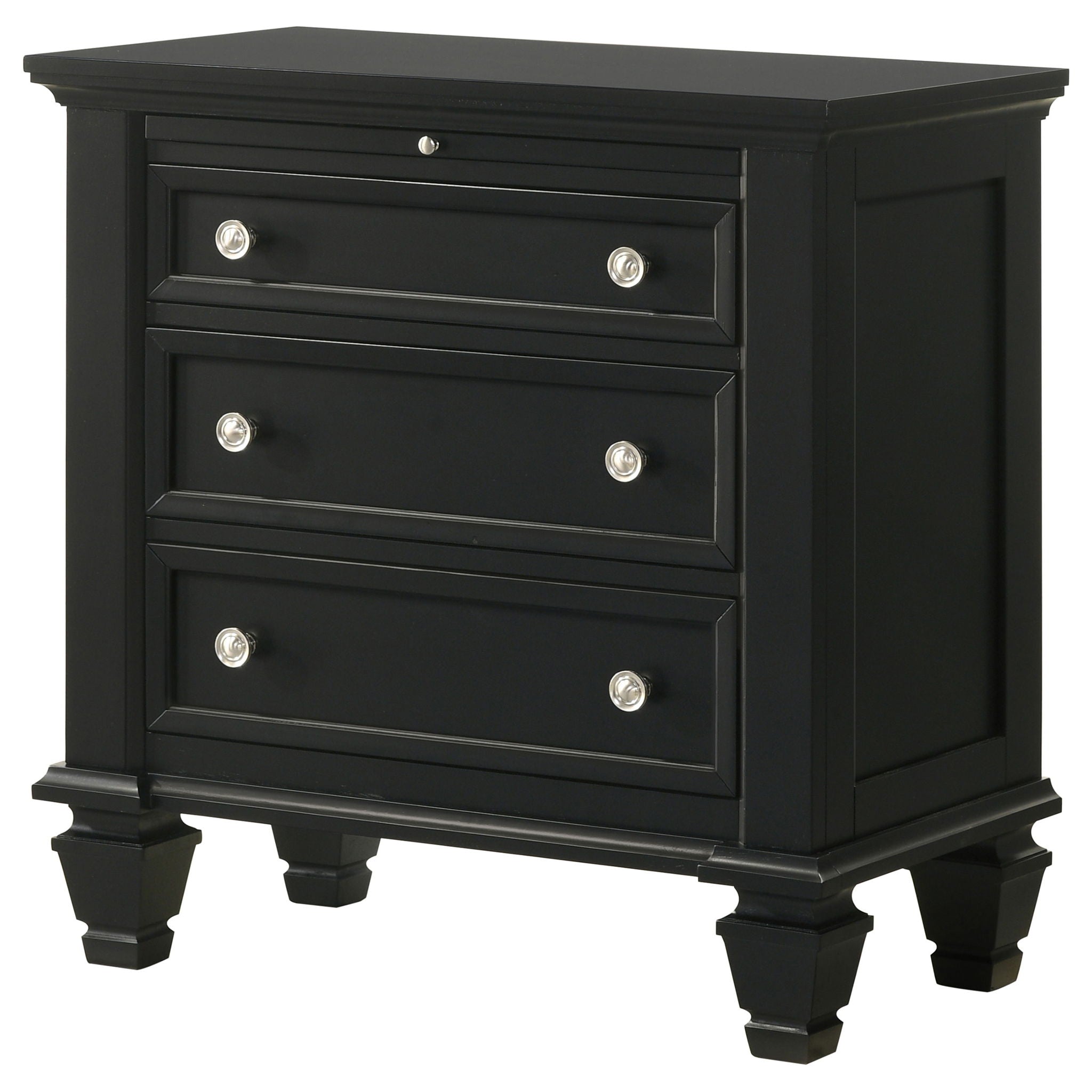 3 Drawer Nightstand With Pull Out Tray - Black