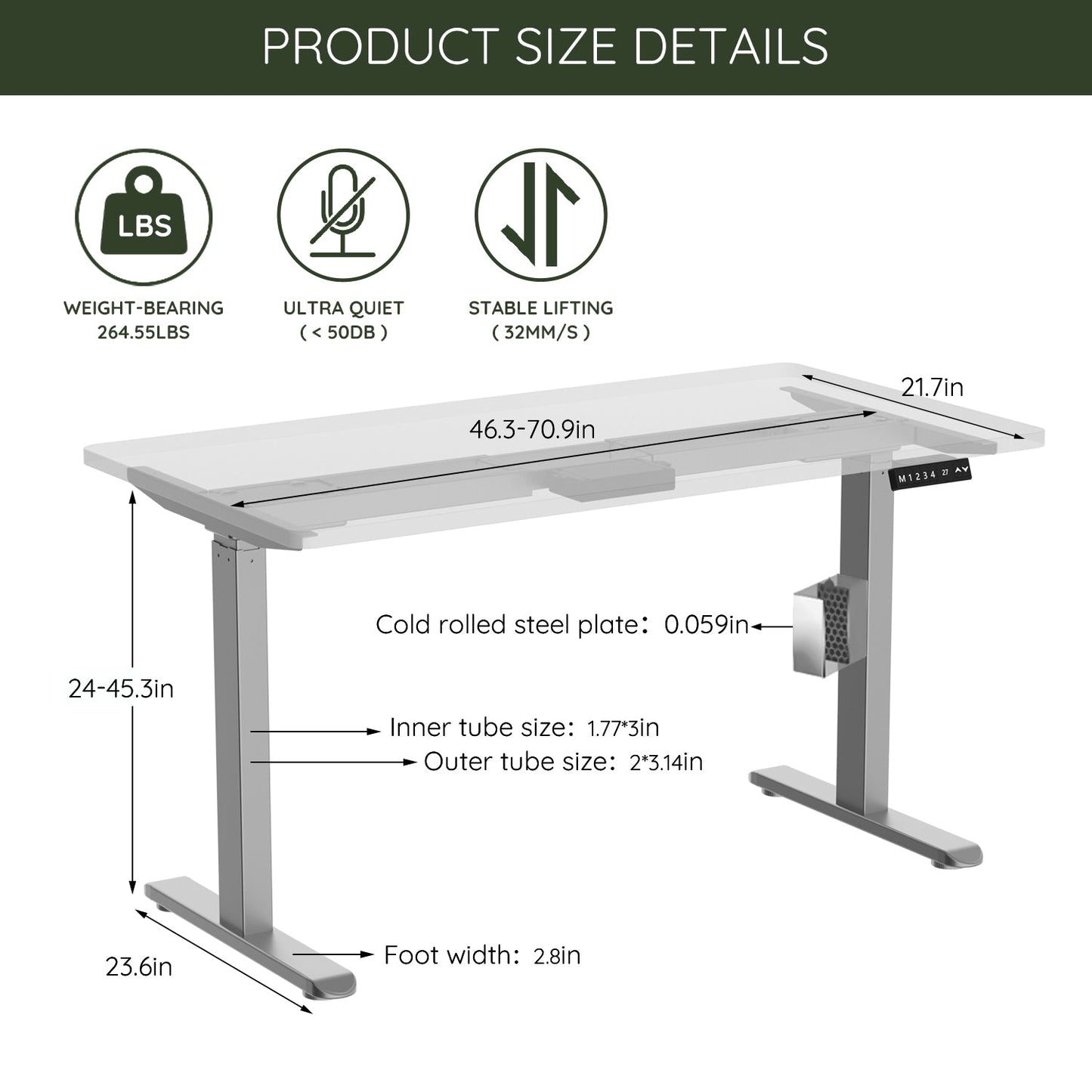 Electric Stand up Desk Frame - ErGear Height Adjustable Table Legs Sit Stand Desk Frame Up to  Ergonomic Standing Desk Base Workstation Frame Only