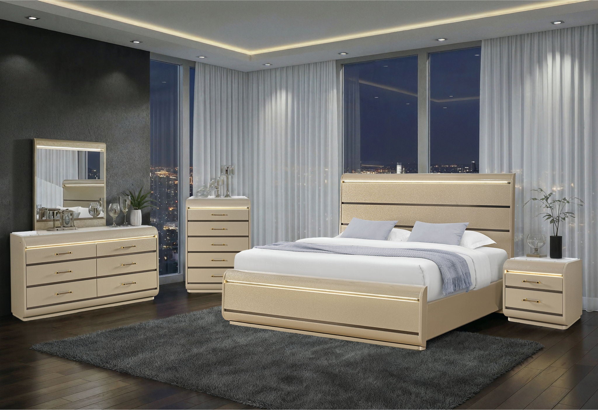 Genesis - King Bed Headboard - Gold