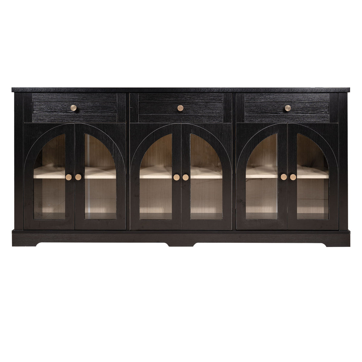 Sideboard Cabinet With 3 Drawers And 6 Arched Glass Doors