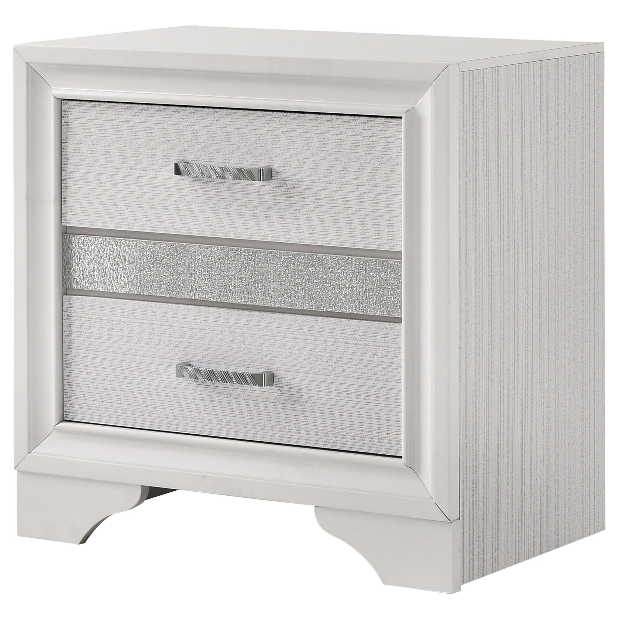 Transitional 2 Drawer Nightstand With Hidden Jewelry Tray