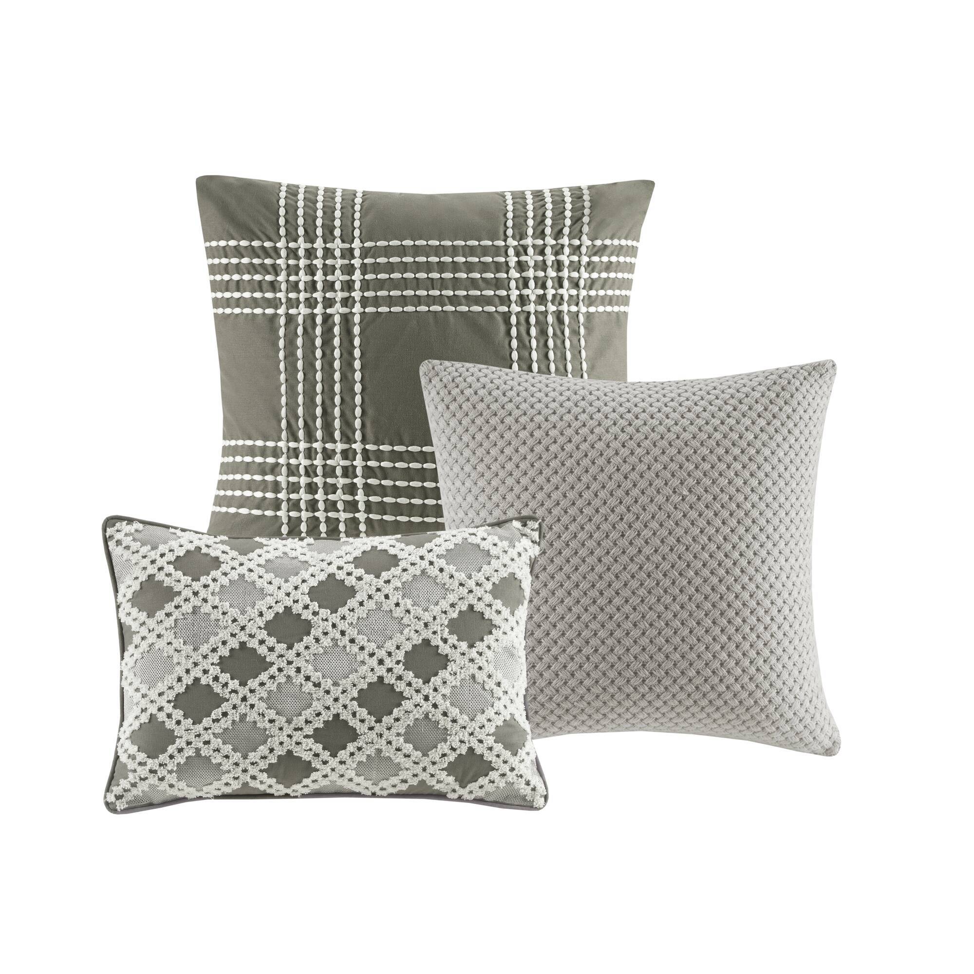 Essence - King 9 Piece Clip Comforter Set - Gray