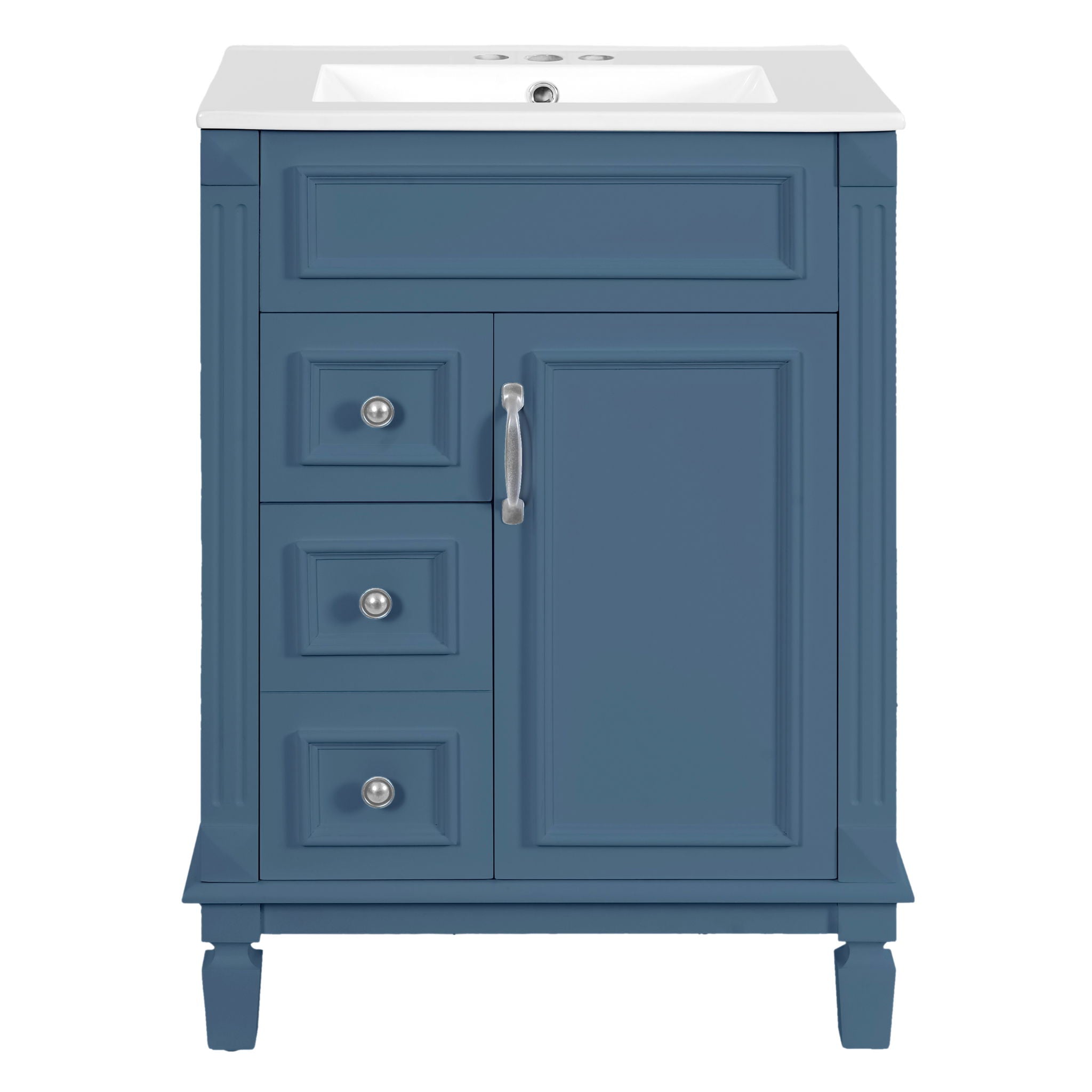 Bathroom Vanity With Sink, Compact Cabinet & 2 Drawers And Adjustable Shelf