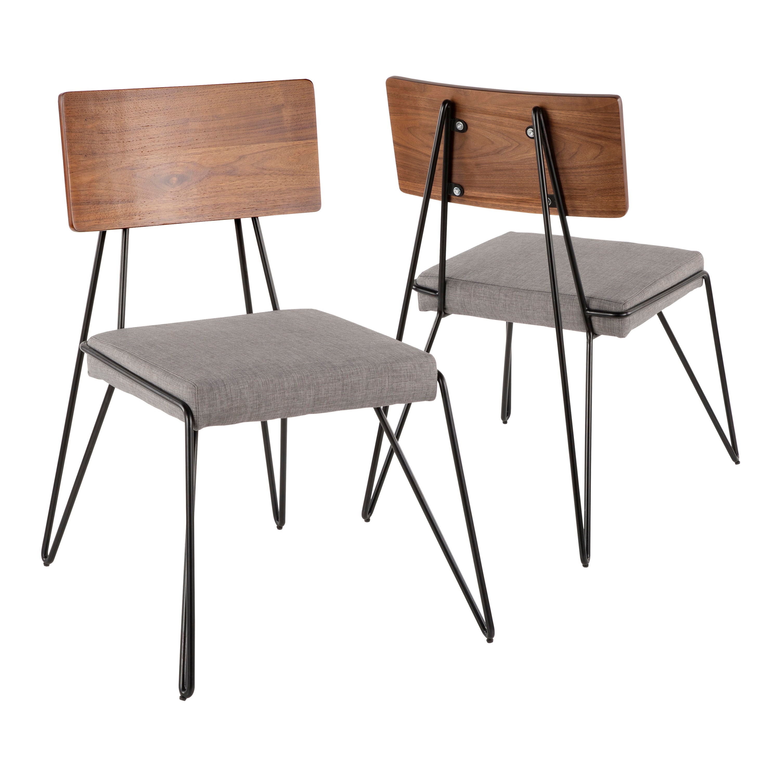 Loft - Mid-Century Modern Chair (Set of 2) - Black / Gray / Walnut