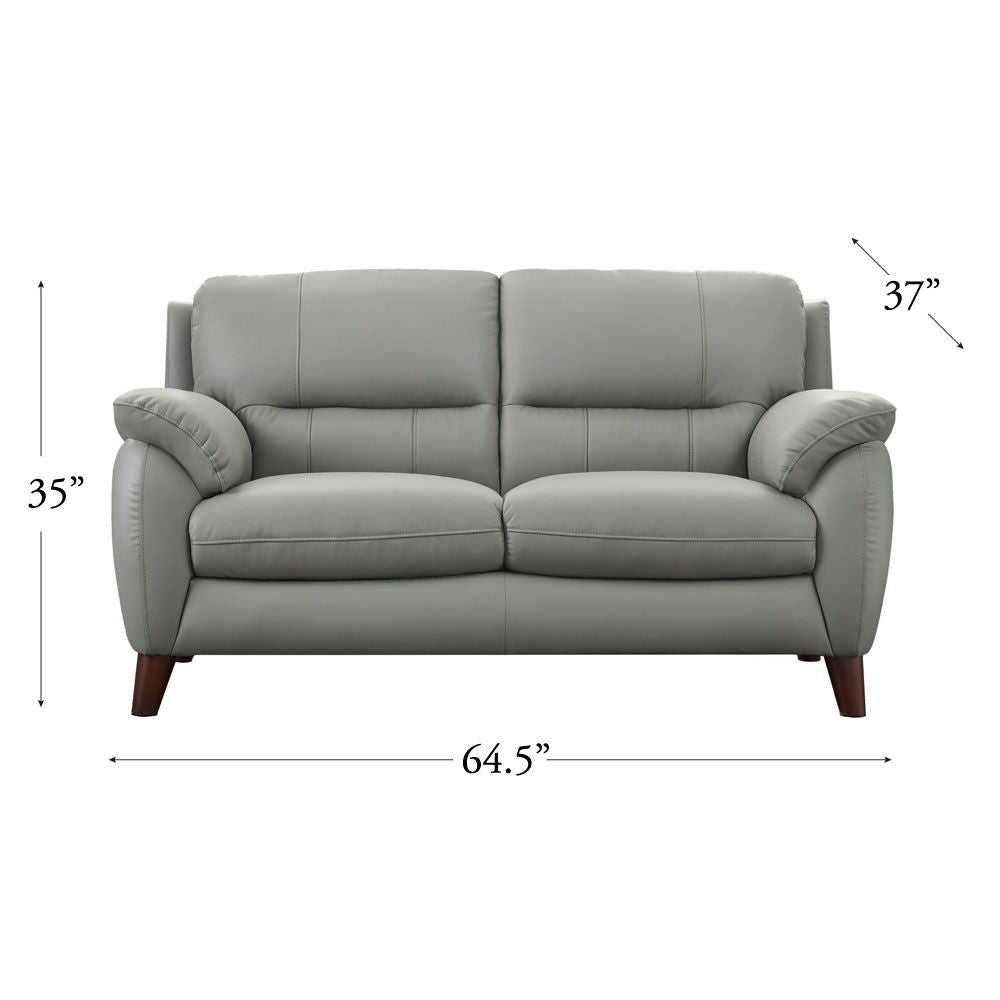 Monroe Leather Loveseat - Silver Gray