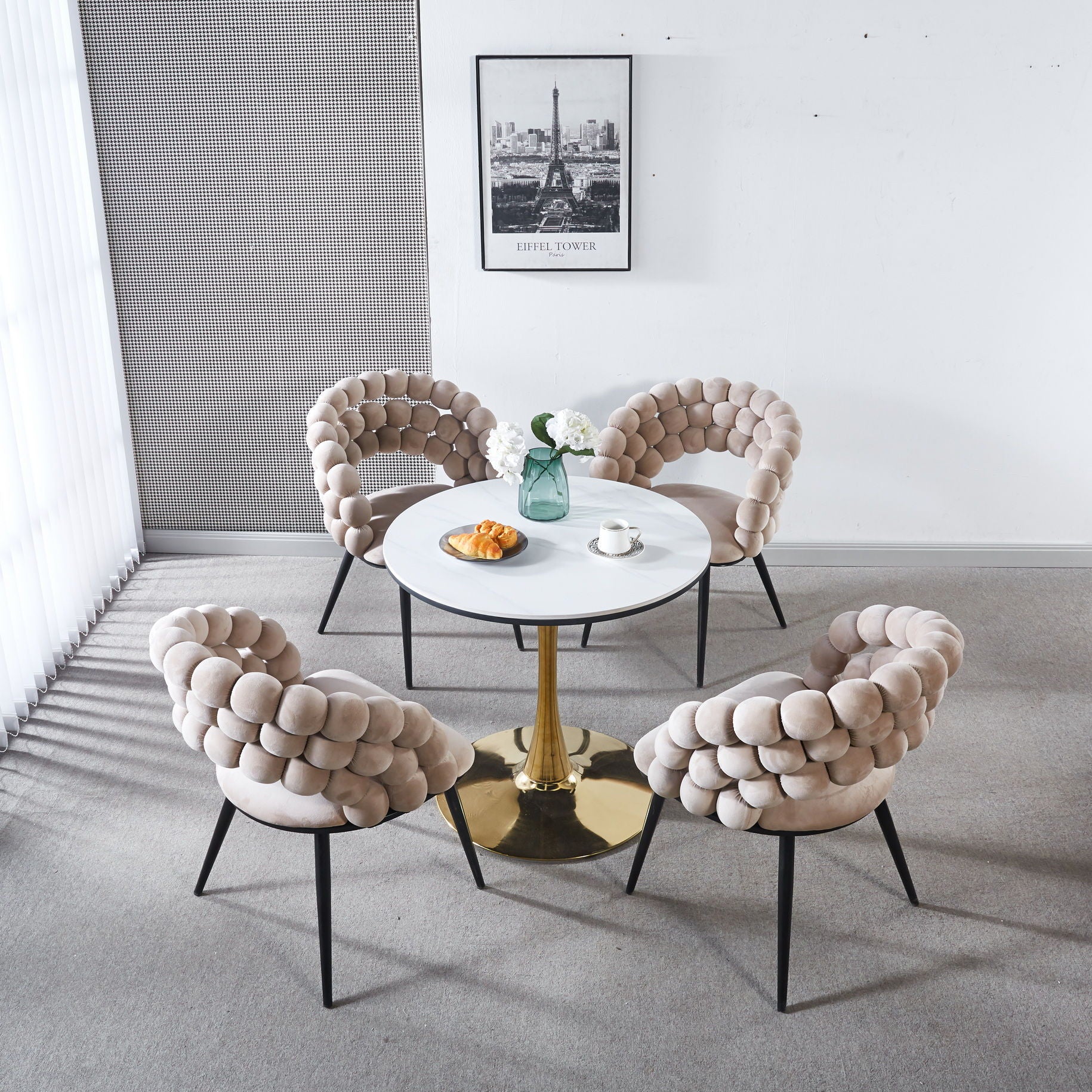Modern Chair With Tube Legs, Soft Cushions And Comfortable Backrest