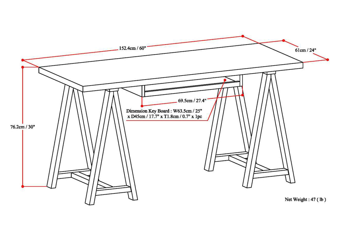 Sawhorse - Desk - Medium Saddle Brown