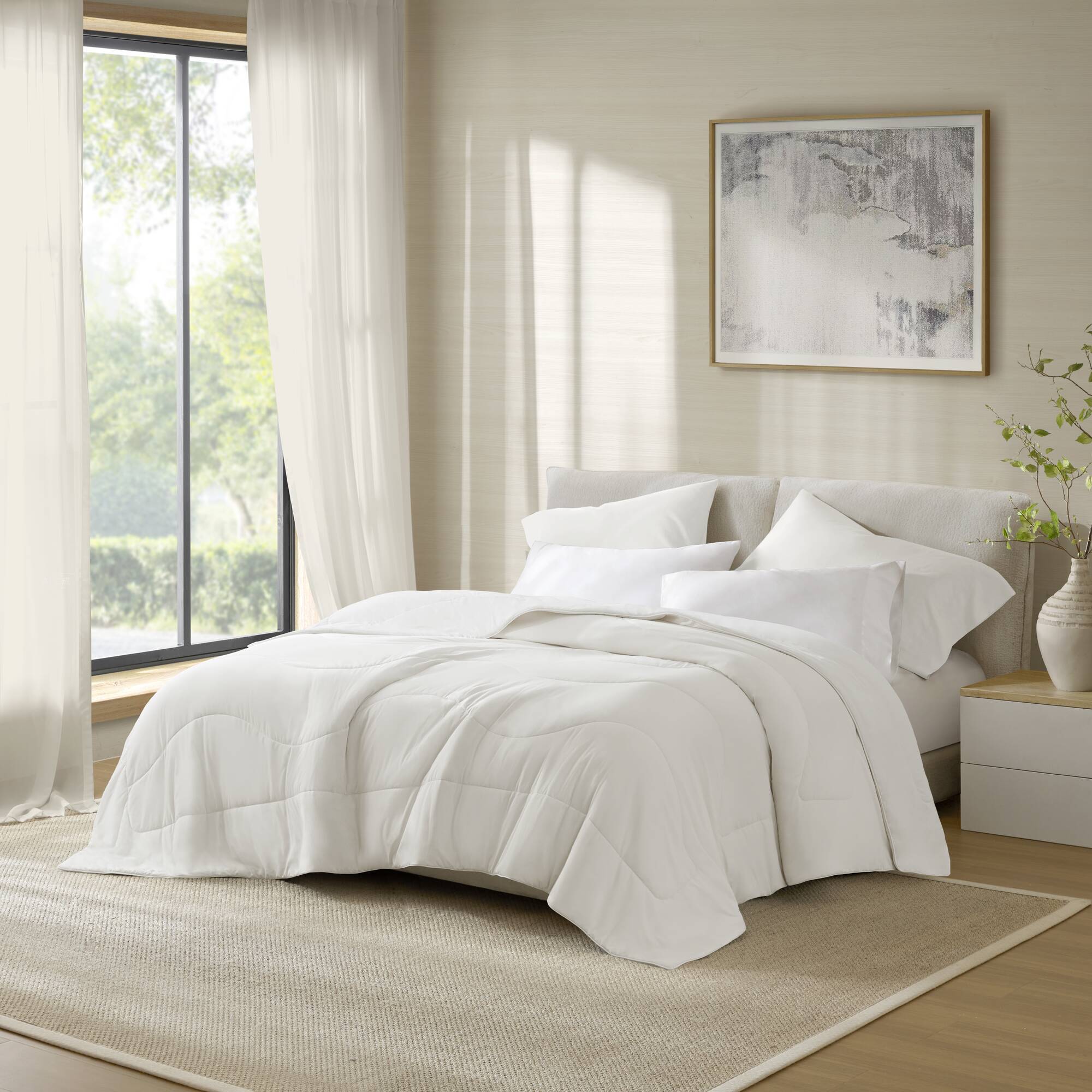 Full/Queen Reversible Tencel Comforter Blanket - White