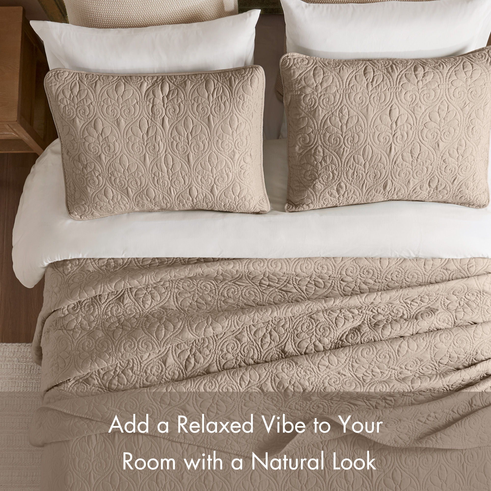 Quebec - Queen Reversible Bedspread Set - Khaki