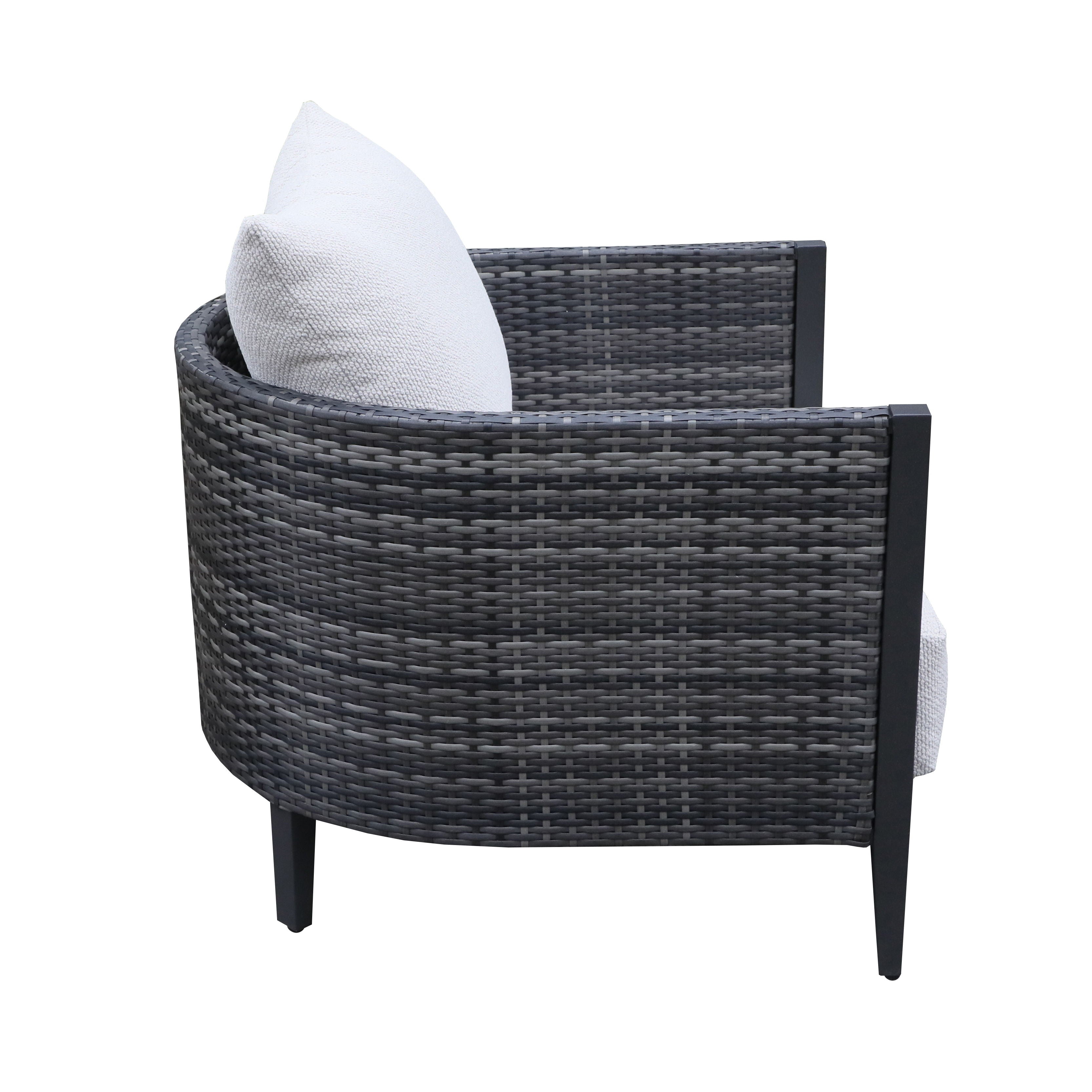 Premium Outdoor Wicker Gabardine Club Chair With Cushion (Set of 2) - White / Dark Gray