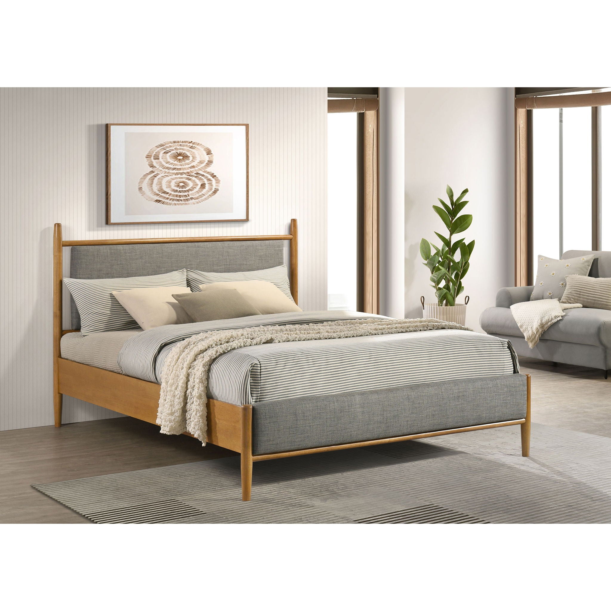 Panel Platform Bed With Upholstered Headboard And Footboard