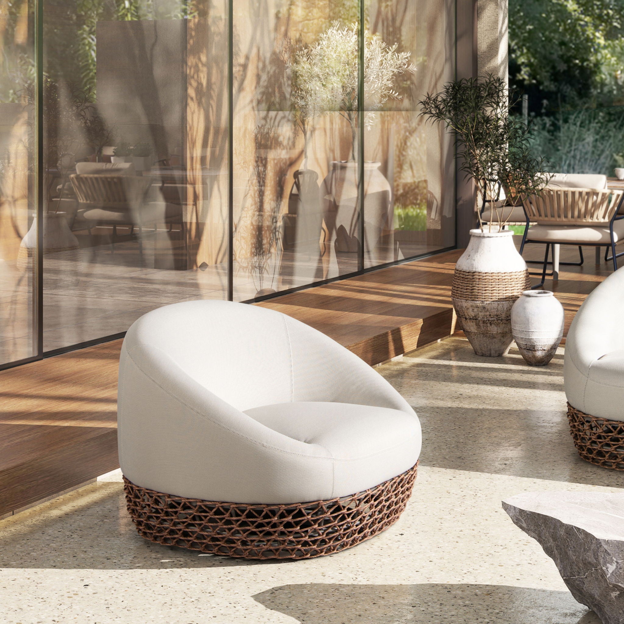 Willow - Upholstered Patio Deep Seating Armchair, Wicker Frame