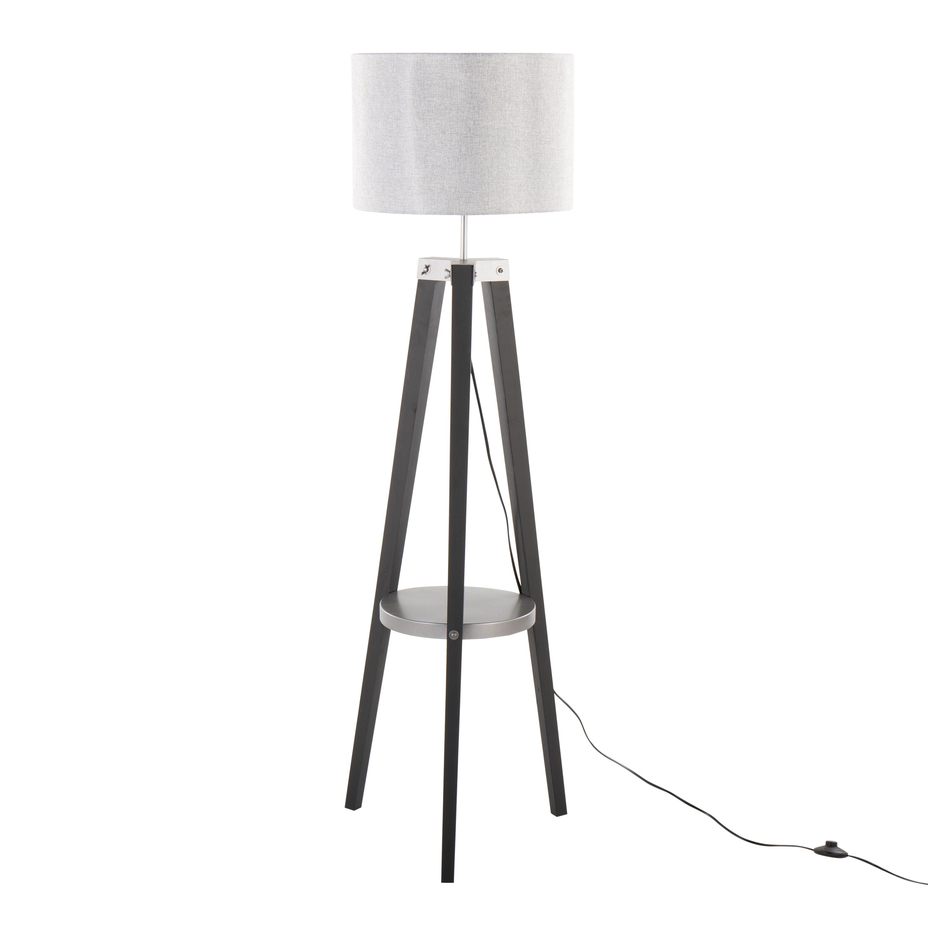 Compass - Mid Century Modern Floor Lamp With Shelf