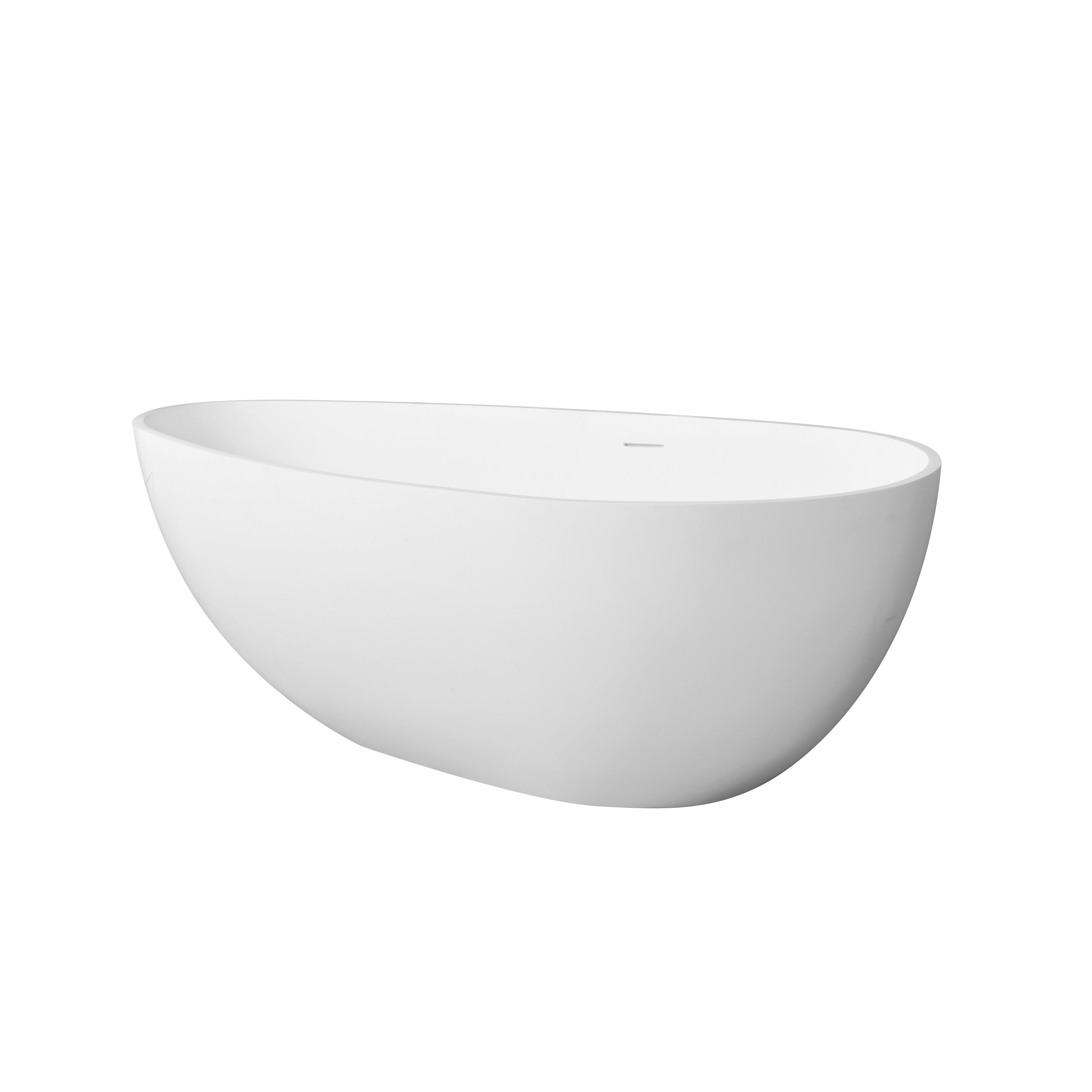 66.9" x 34" x 21.7" Freestanding Solid Surface Soaking Bathtub For Bathroom - Matte White