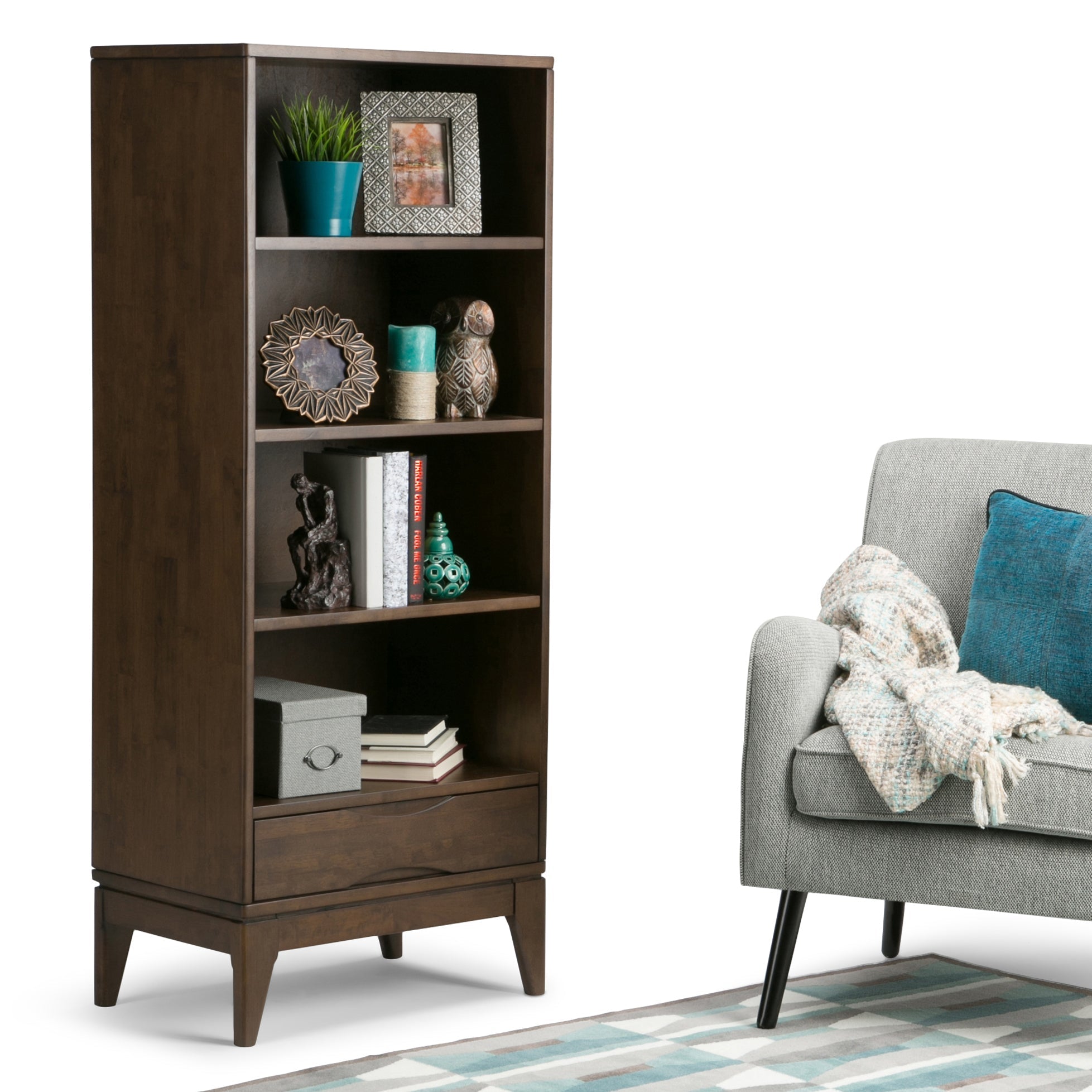 Harper - Bookcase with Storage - Walnut Brown