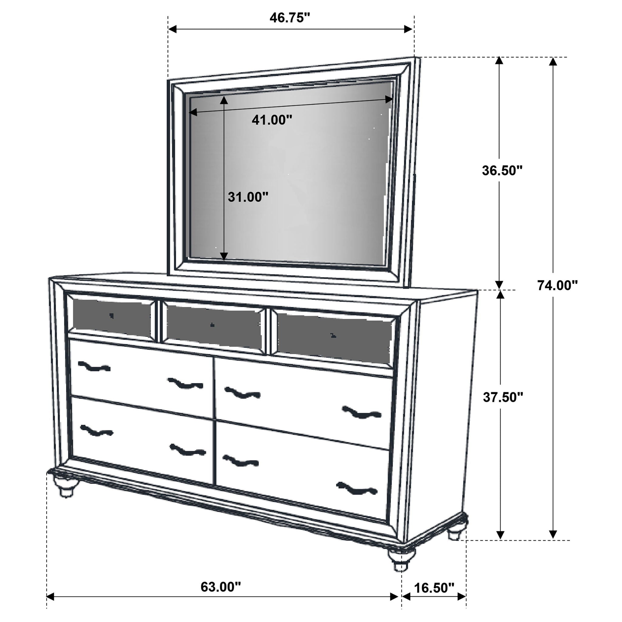 Randall - 7 Drawer Dresser With Mirror - White
