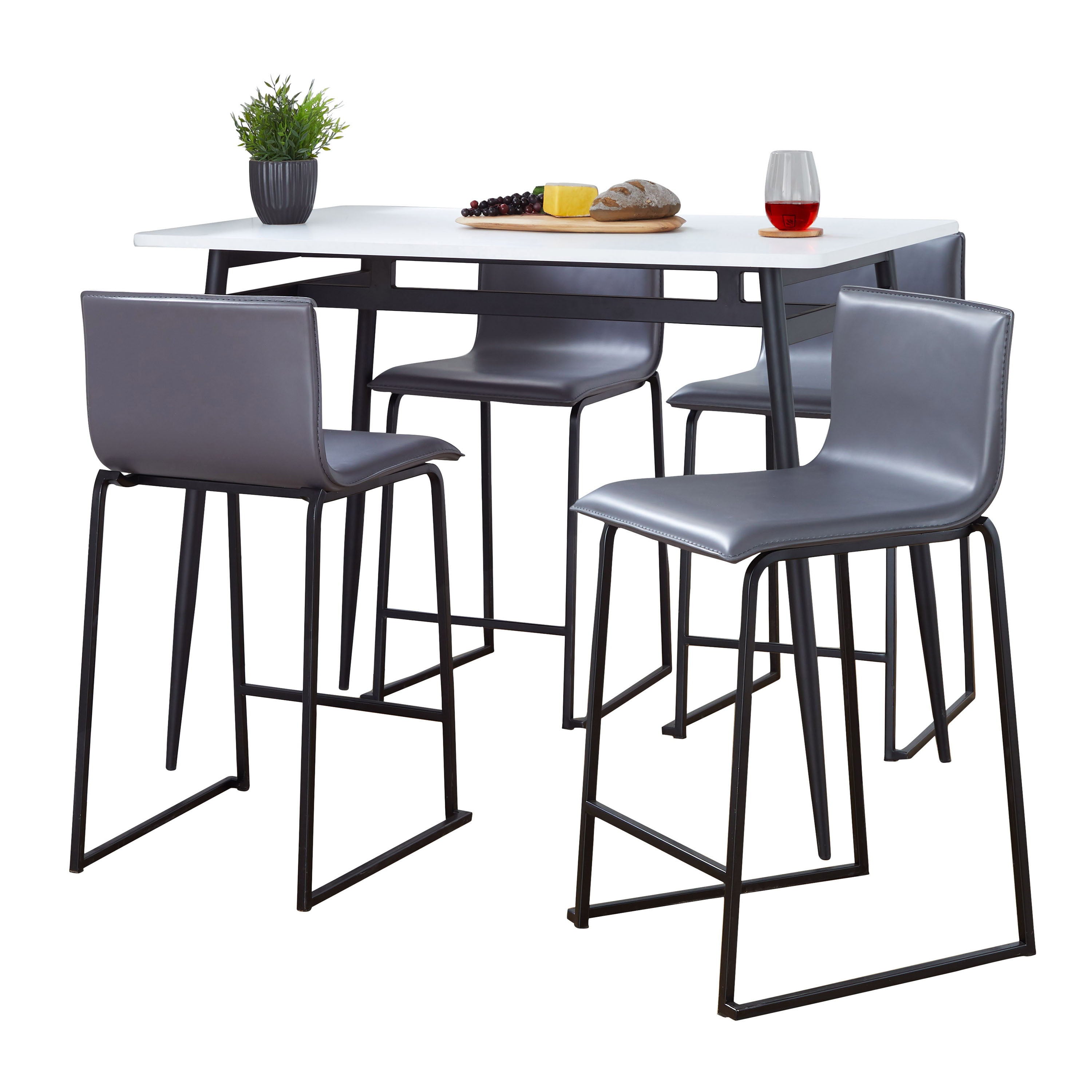 Marcel Mara - 5 Piece Upholsted, Contemporary Counter Height Dining Set