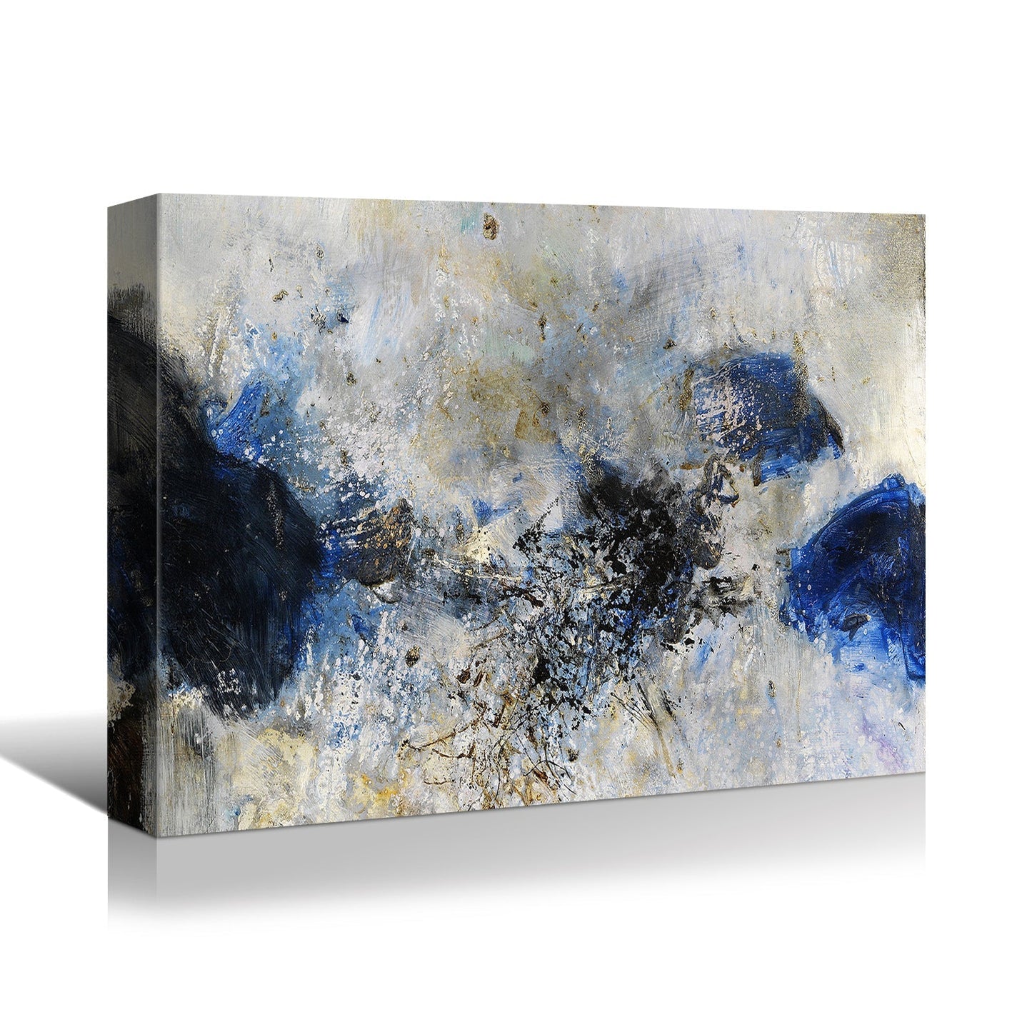 Framed Canvas Wall Art Decor Abstract Style Painting,Blue and  White Color Painting Decoration For Office Living Room, Bedroom Decor-Ready To Hang