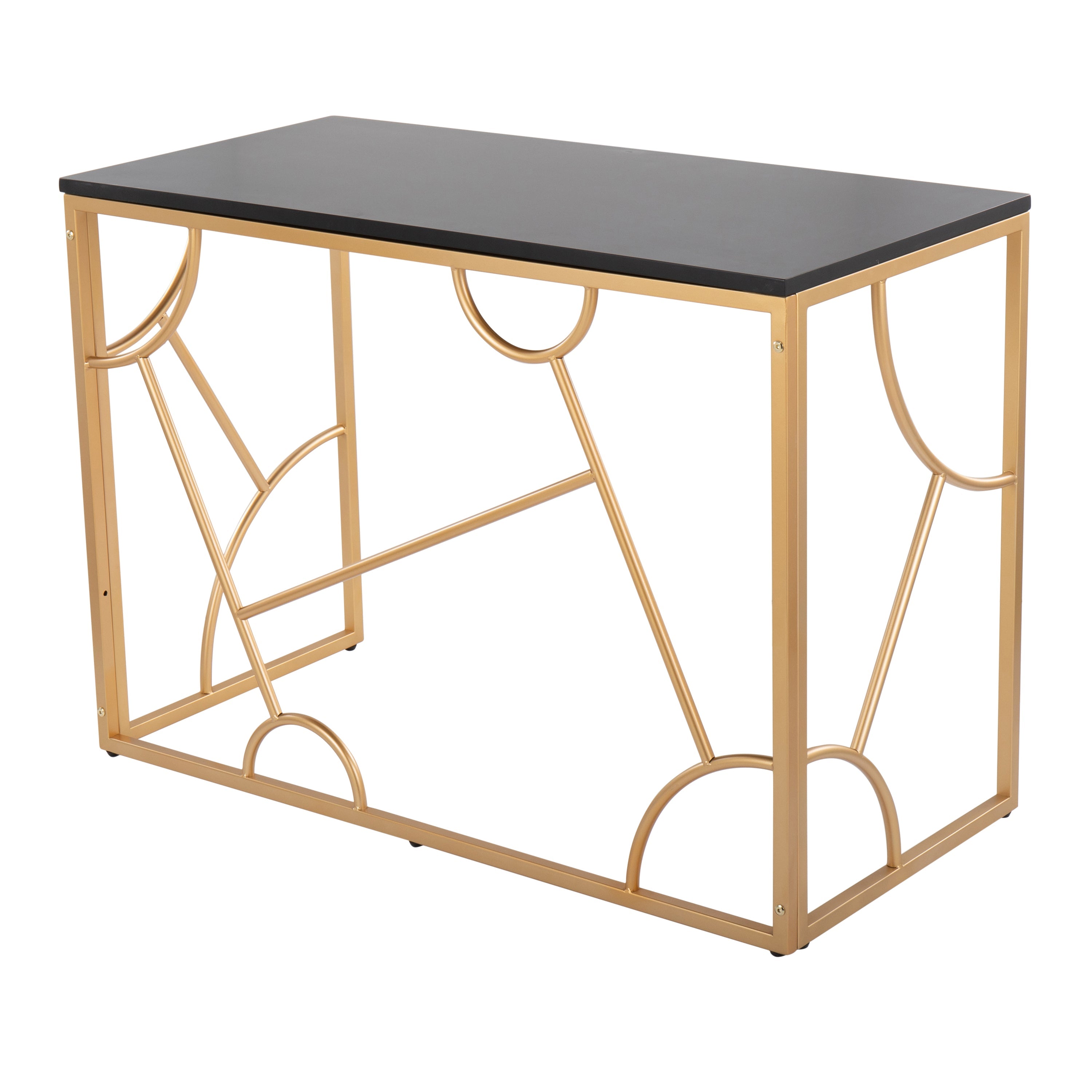 Constellation Contemporary Desk in Gold Metal and Black Wood by LumiSource