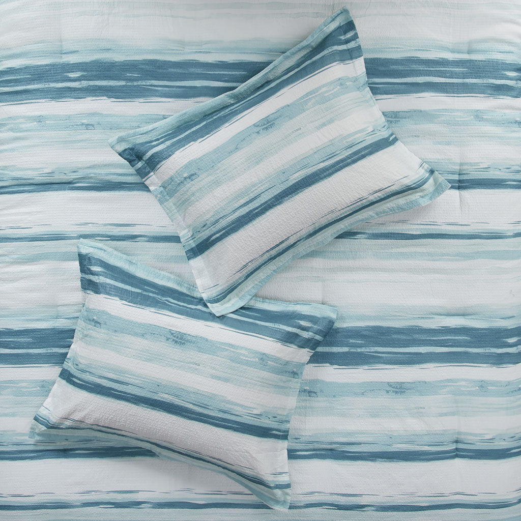 Marina - King 8 Piece Printed Comforter And Coverlet Set Collection - Aqua