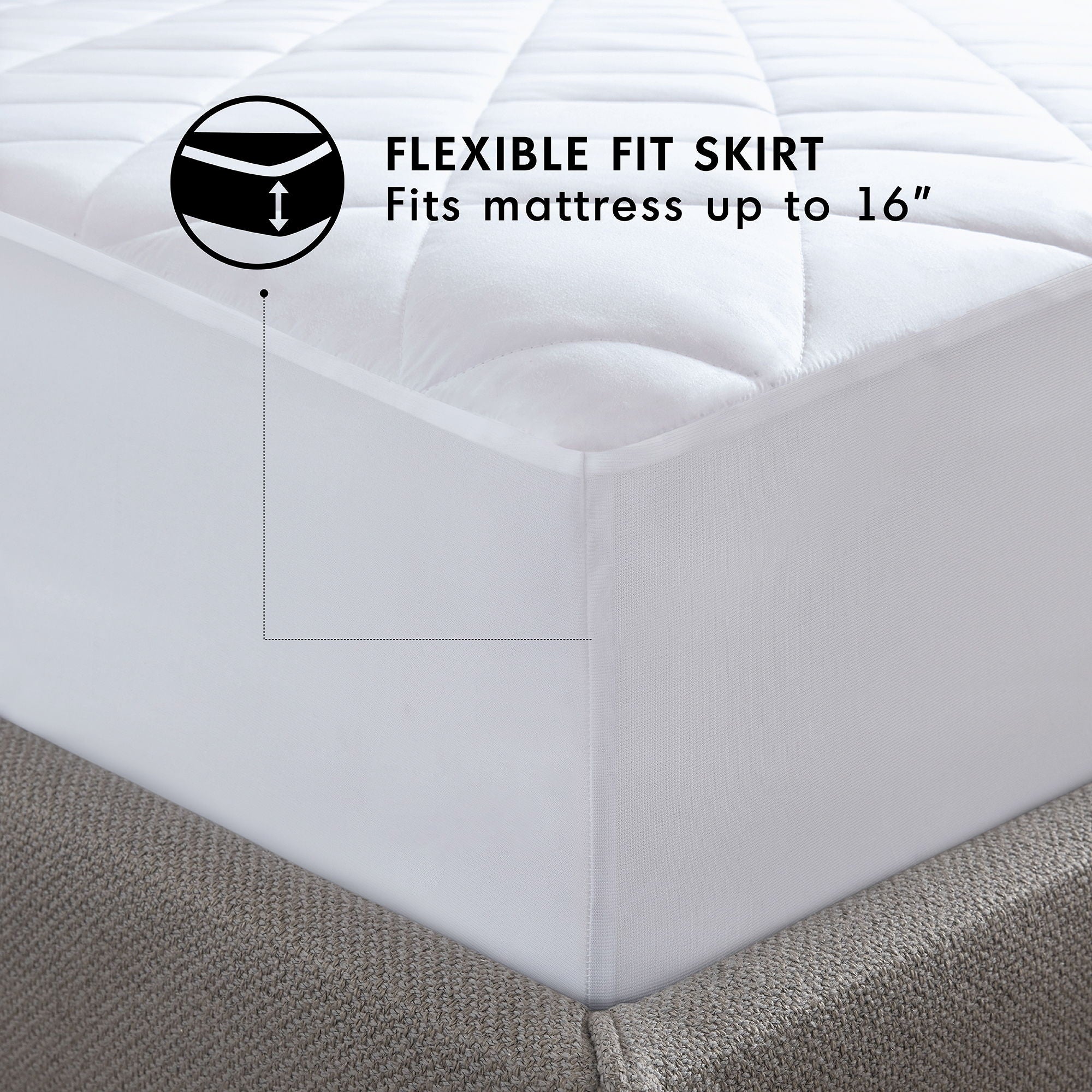 Microfiber Premium - Queen Mattress Pad - White