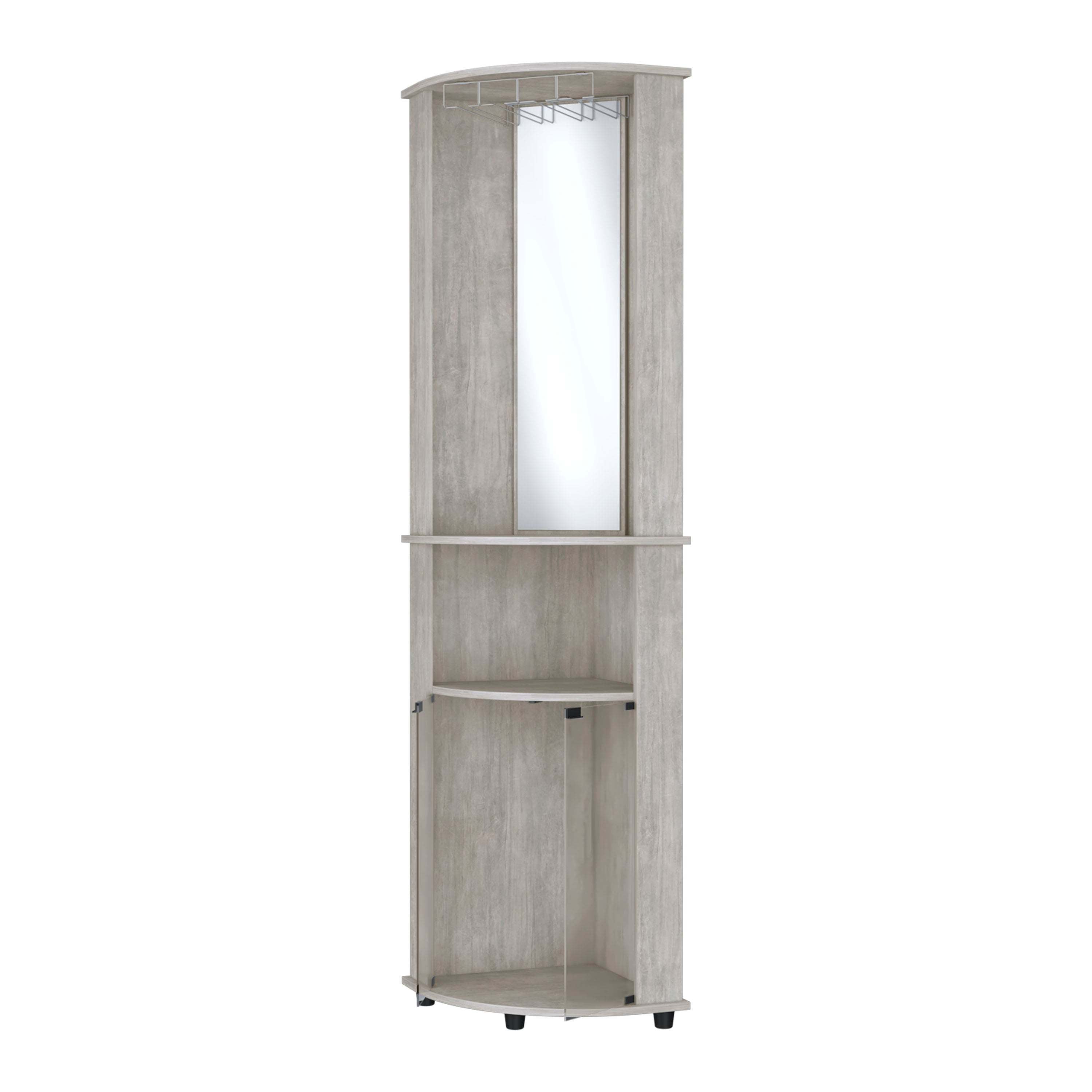 Jared Concrete Gray 3-Tier Shelf Bar Cabinet