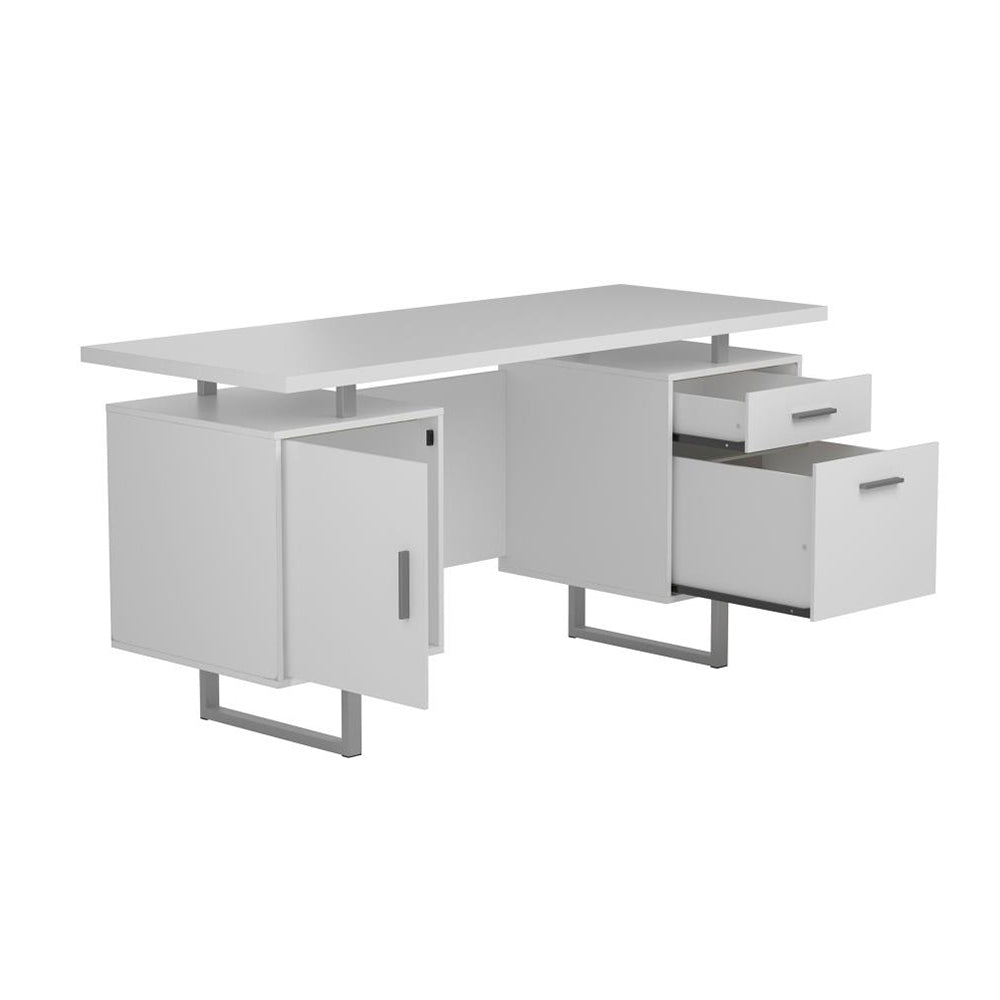 Floating Top Office Desk in Glossy White