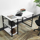 Furnish Home Store Sage Black Metal Frame 47" Wooden Top 2 Shelves Writing and Computer Desk for Home Office, White