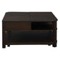 Flora 36" Dark Brown MDF Lift Top Coffee Table with Shelves