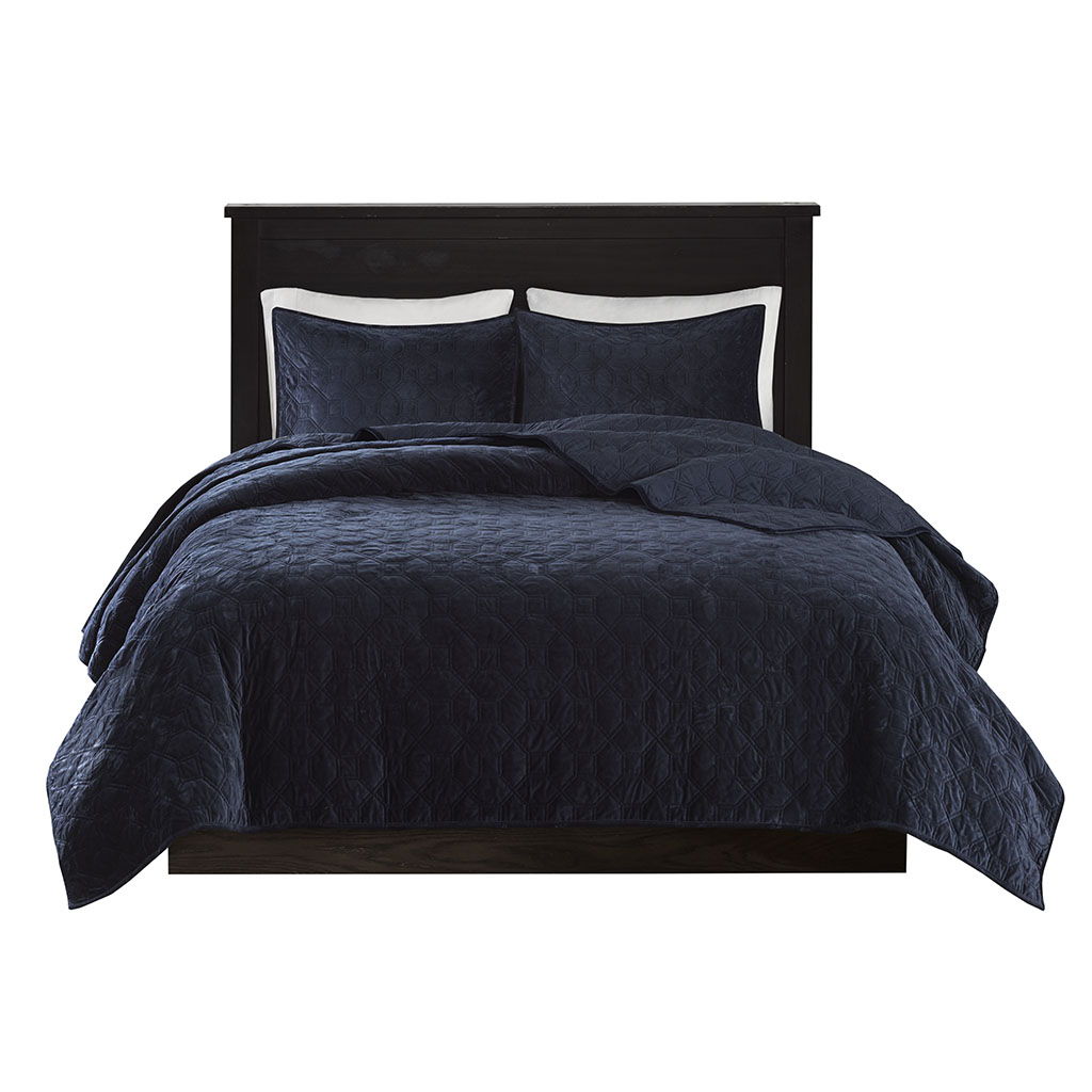 Harper - Reversible 3 Piece Coverlet Set - Navy