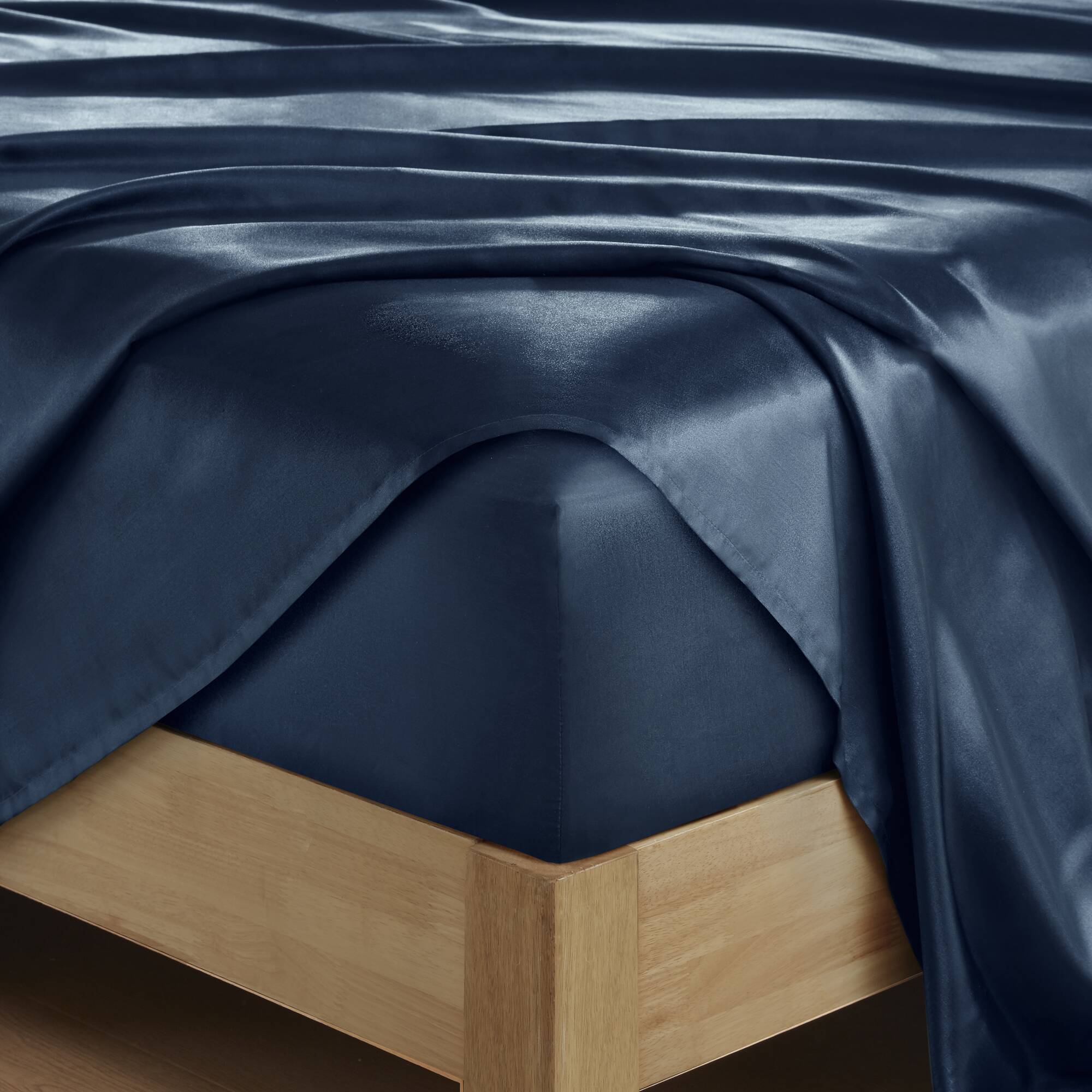 Satin - 4 Piece Twin Luxury Sheet Set - Midnight Blue