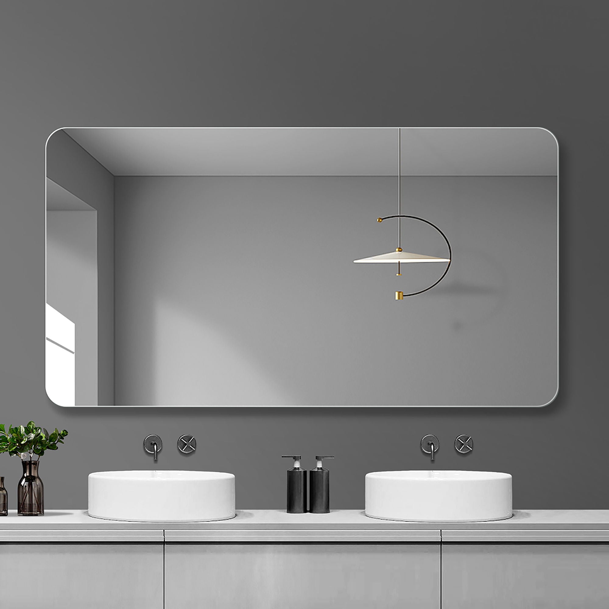 Bathroom Vanity Mirror, Wall Mounted Mirror For Bathroom Anti-Fog Waterproof - Clear