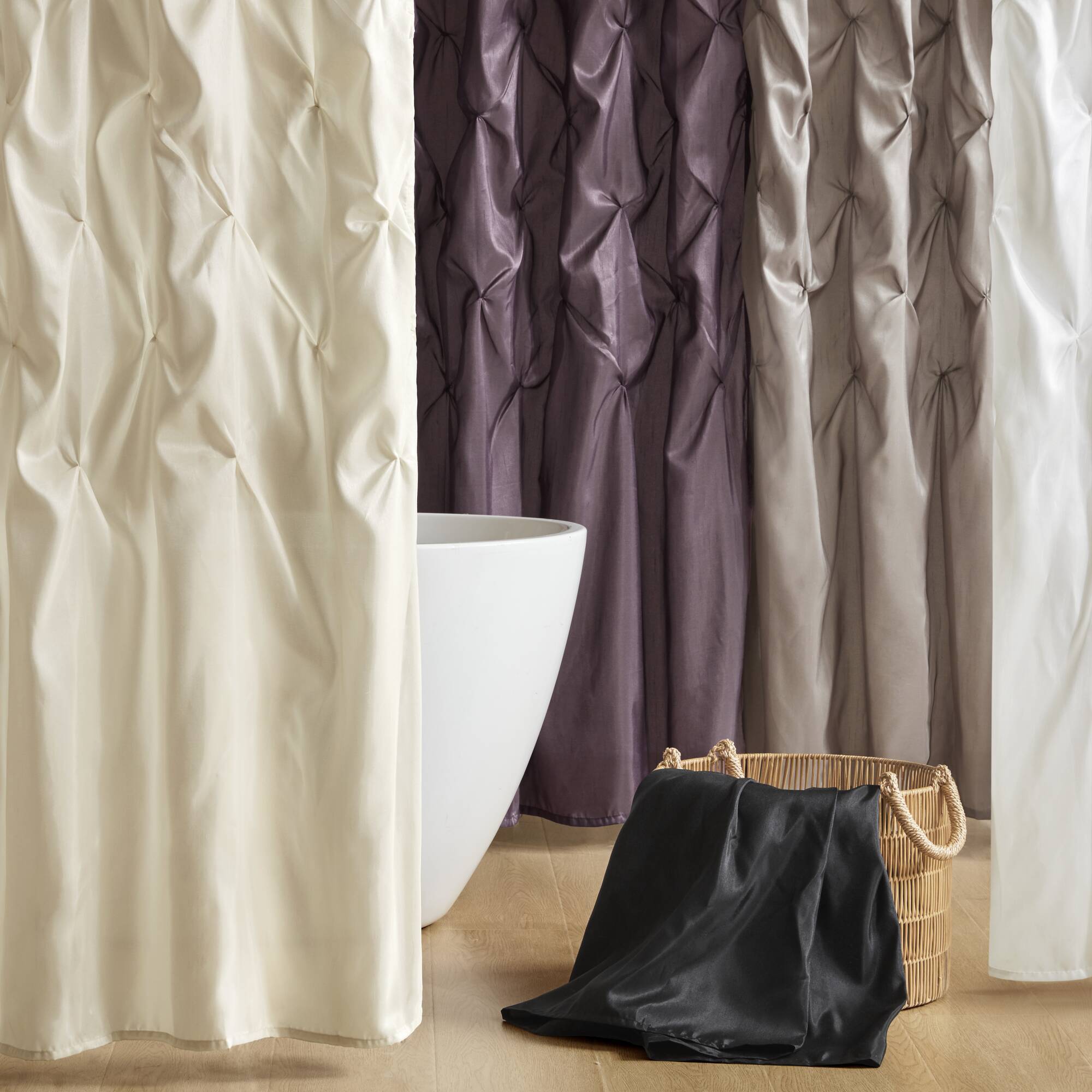 Laurel - Tufted Semi-Sheer Shower Curtain - White