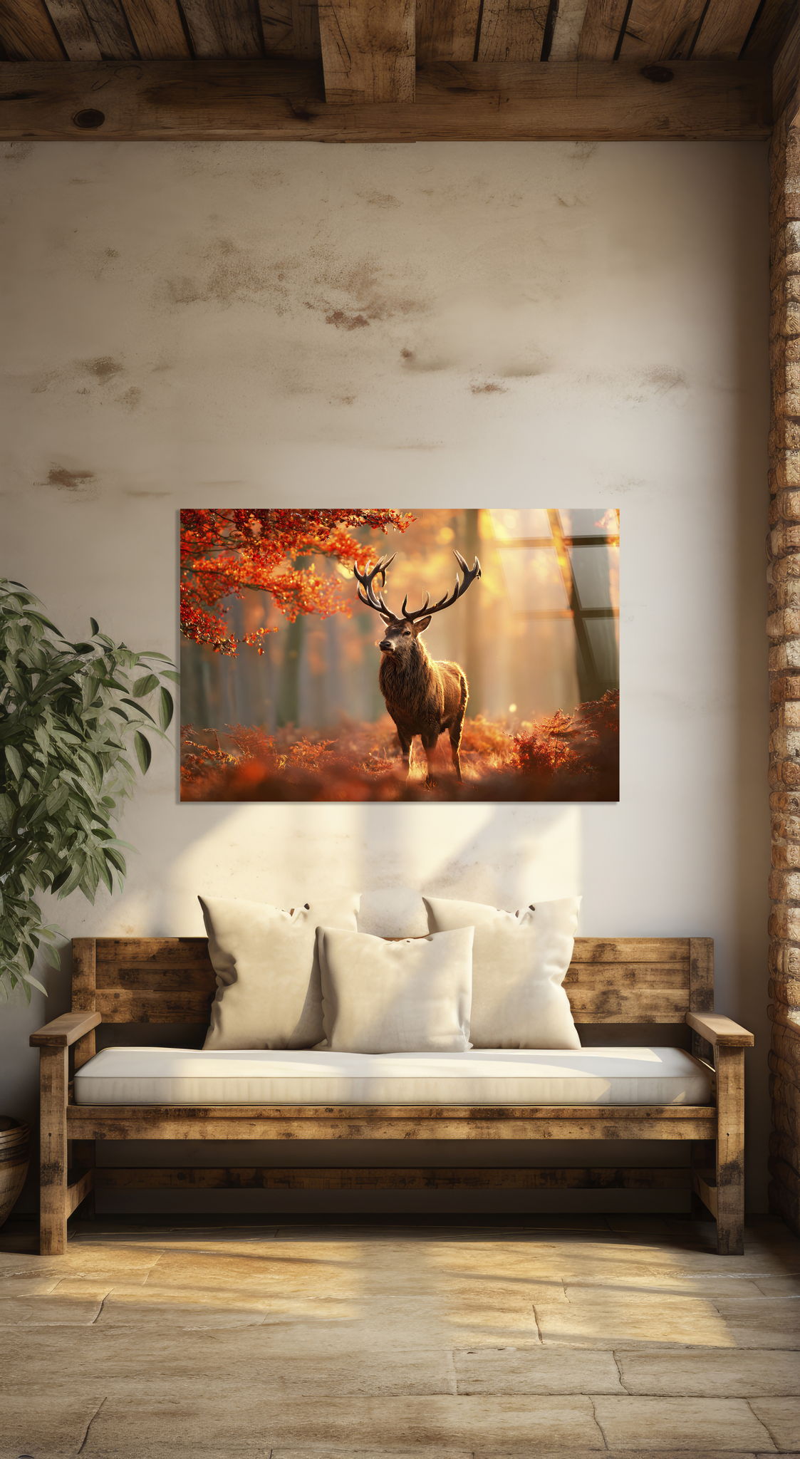 Autumn Stag Tempered Glass - Amber / Red