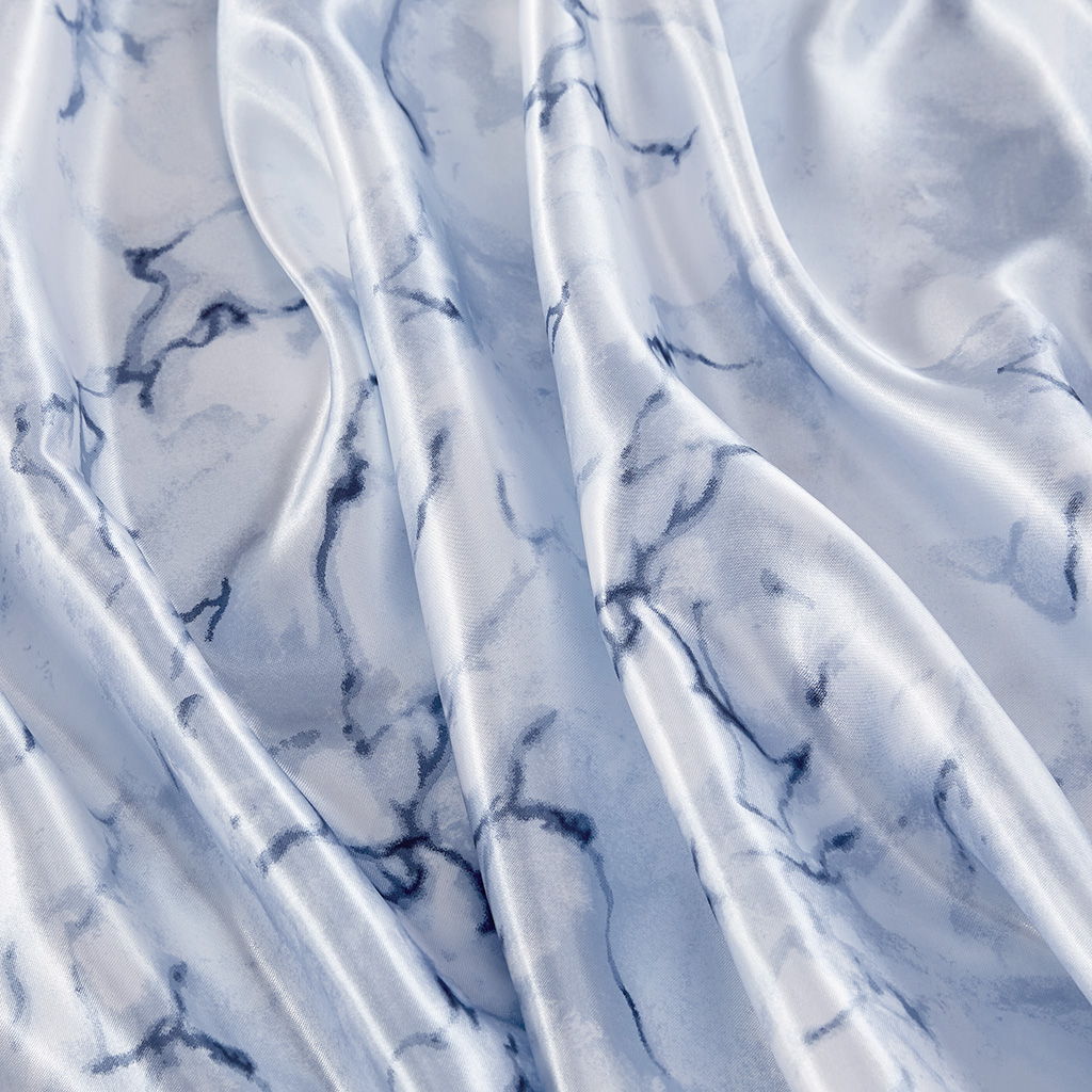 Printed Satin - Queen Sheet Set - Blue Marble