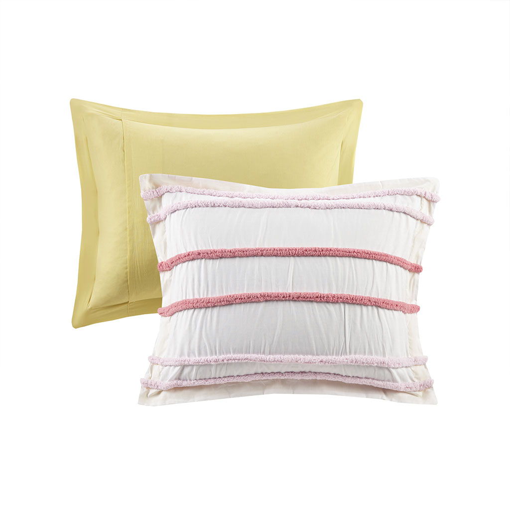 Haisley - Twin Comforter Set With Trim - Pink