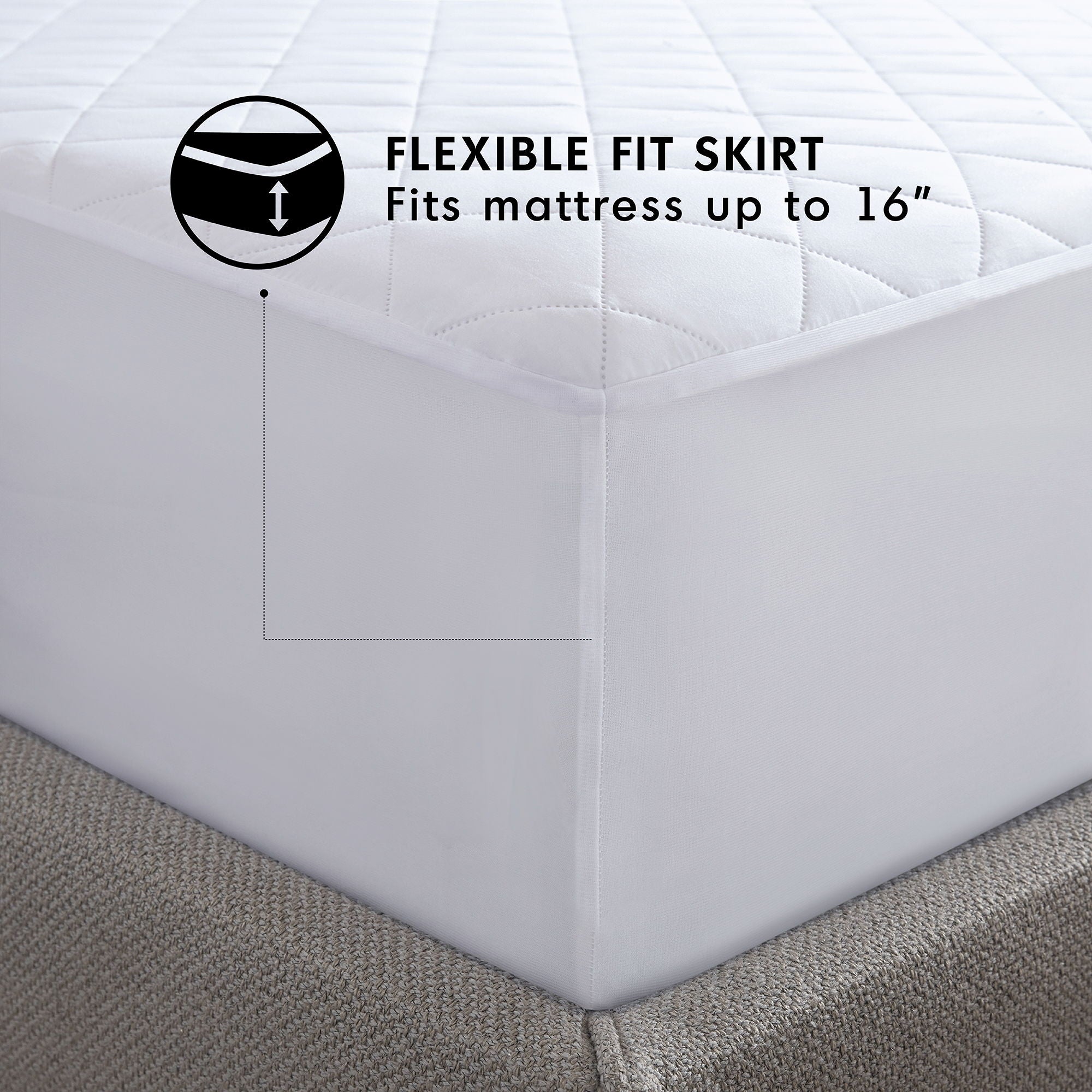 Microfiber Essential Waterproof - Queen Waterproof Mattress Pad - White