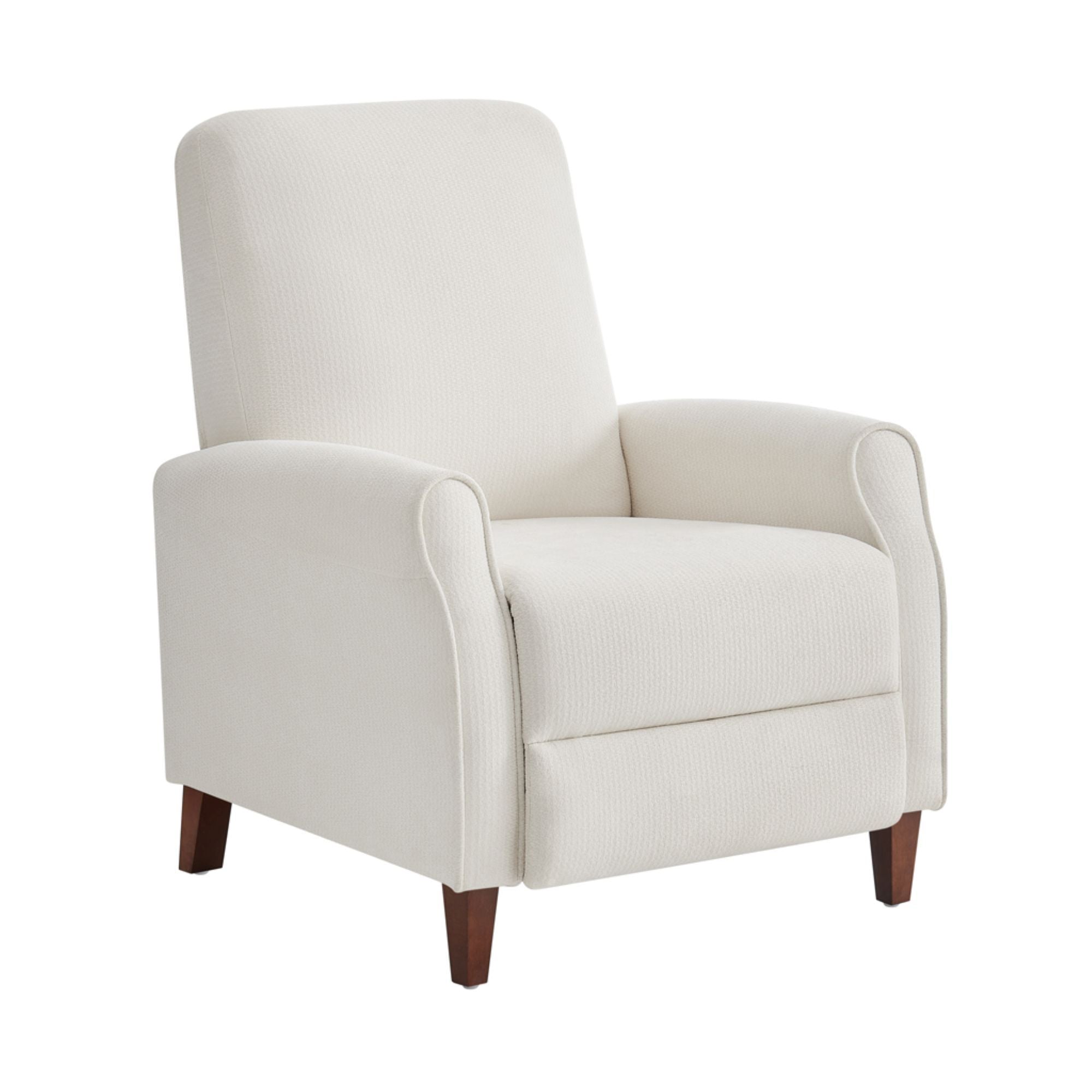 Marena - Upholstered Manual Push Back Recliner - Cream