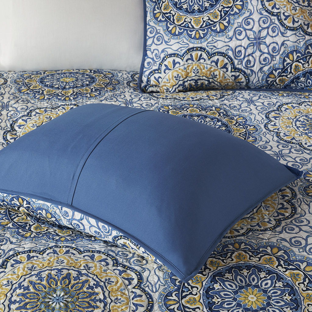 Tangiers - 6 Piece Reversible Coverlet Set - Blue