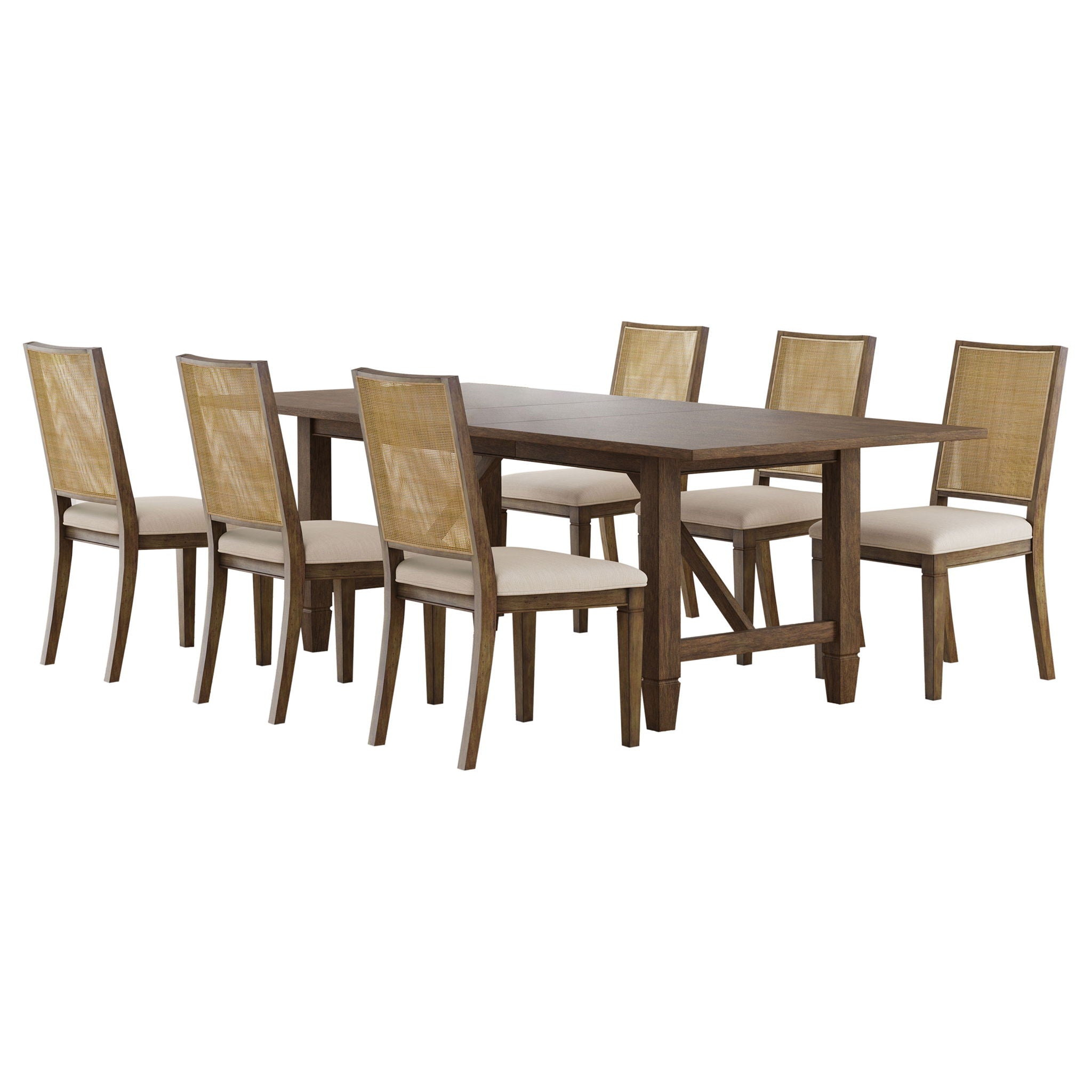 Jamie - 7 Piece Rectangular Dining Table Set - Light Brown