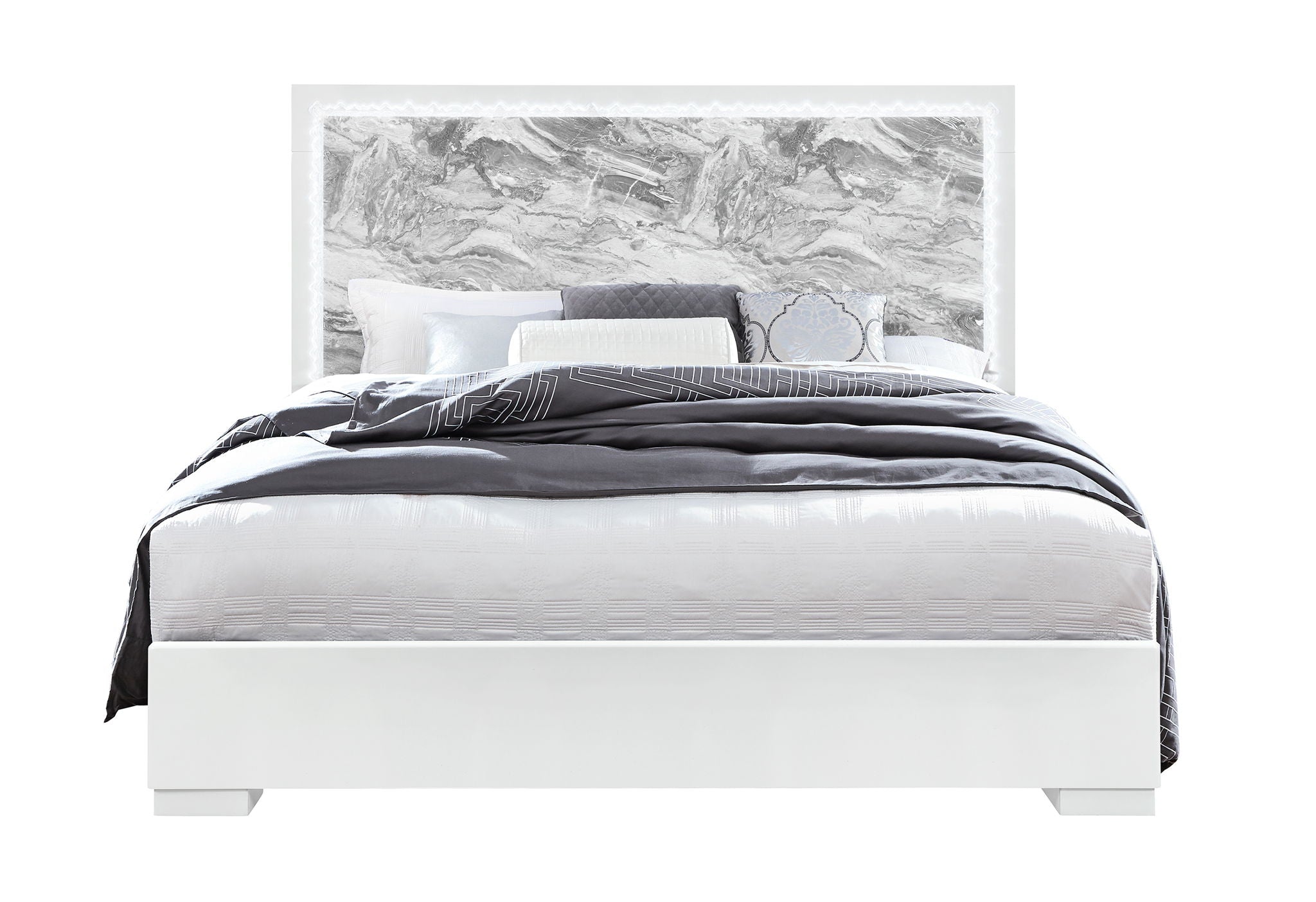 Naomi - King Bed With LED - Silver