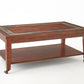 Classic Coffee Table with Bottom Shelf - Antique Focal Point - Wooden Construction, Brown Finish, Mobility