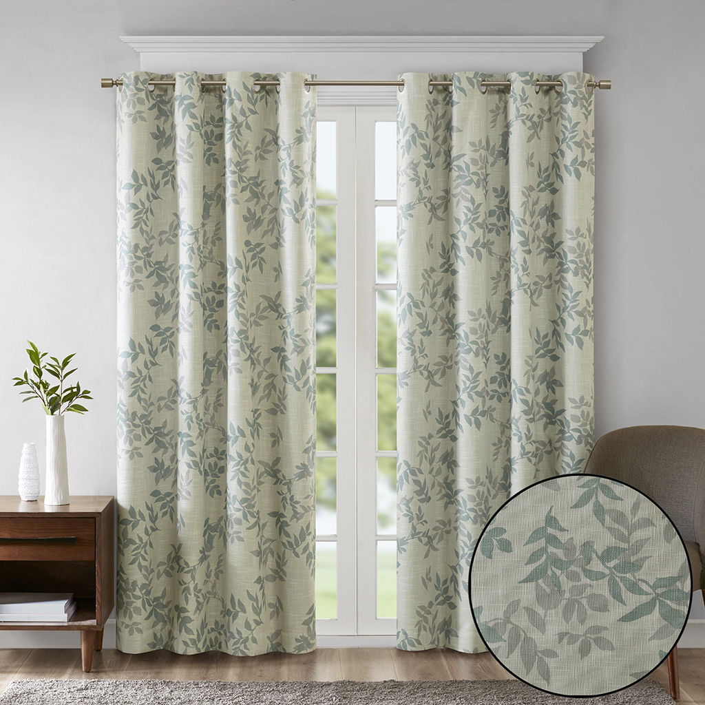 Julie - Printed Botanical Blackout Panel - Aqua