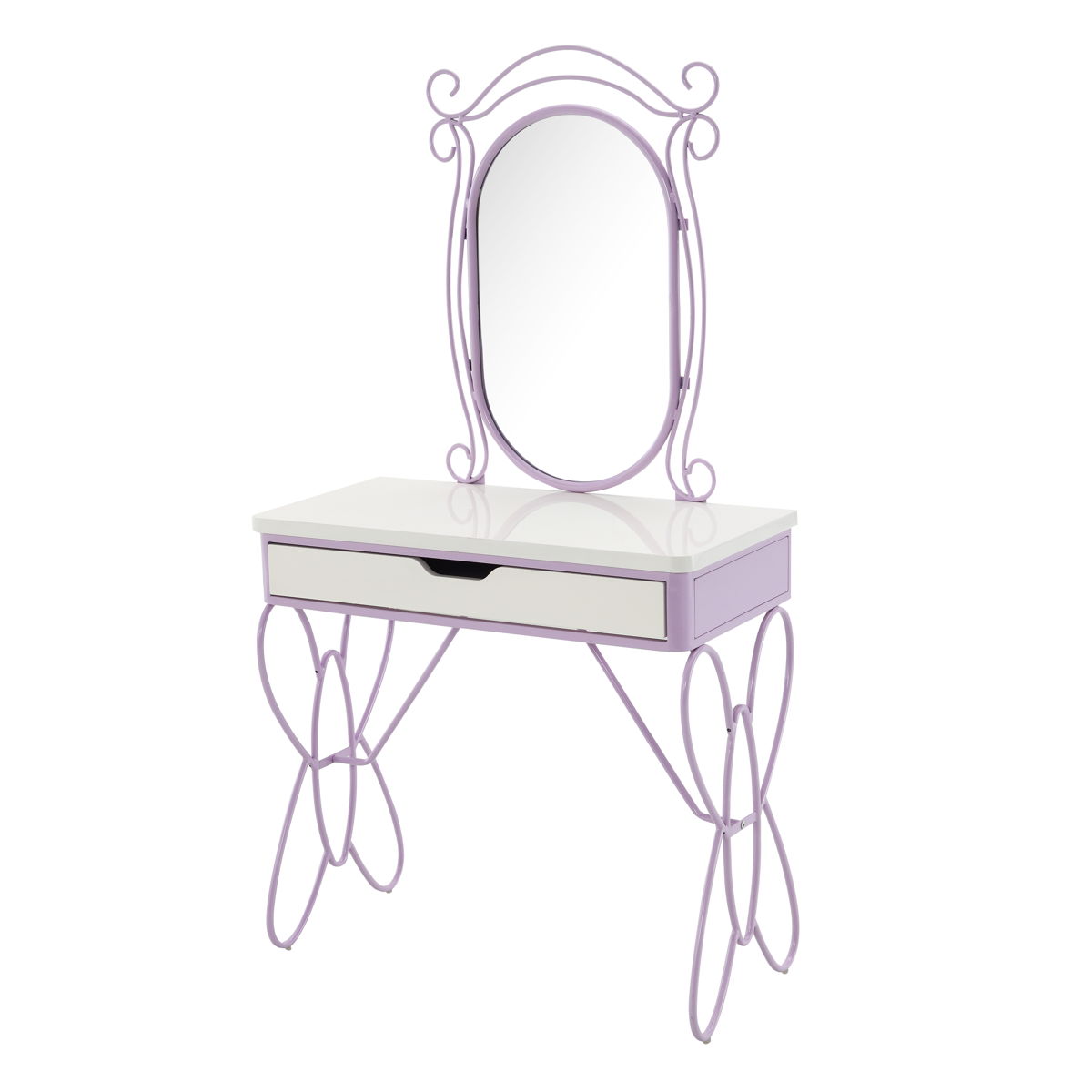 Priya II - Synthetic Leather Vanity Set - White / Purple