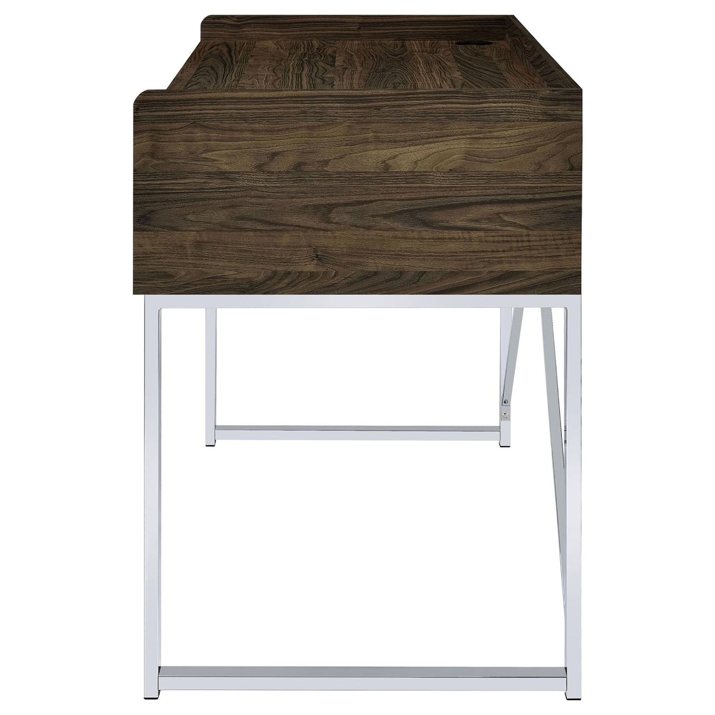 Walnut and Chrome 3-Drawer Writing Desk