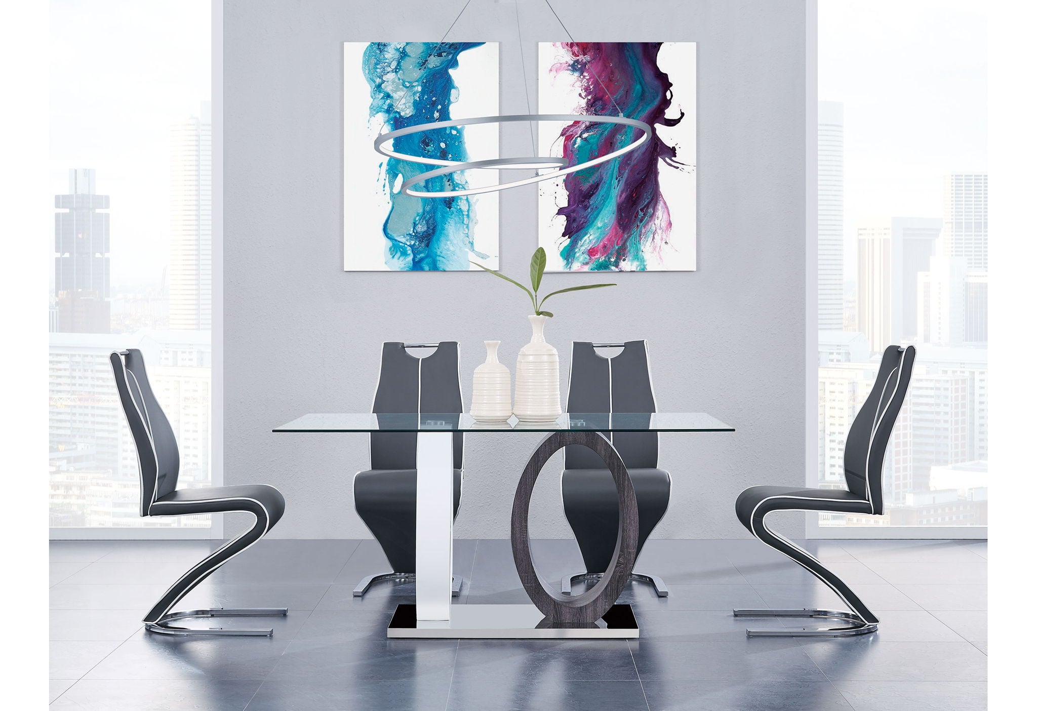 D1628 - Dining Table Legs - Dark Gray / White