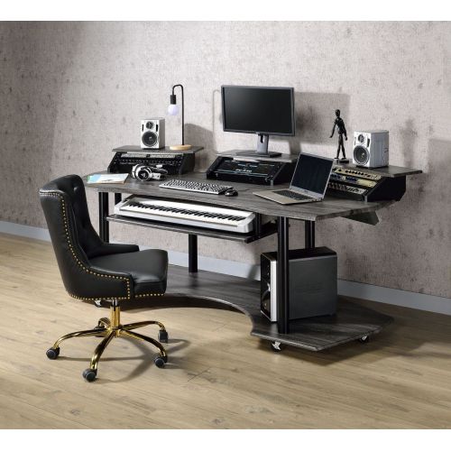 ACME Eleazar Computer Desk, Black Oak