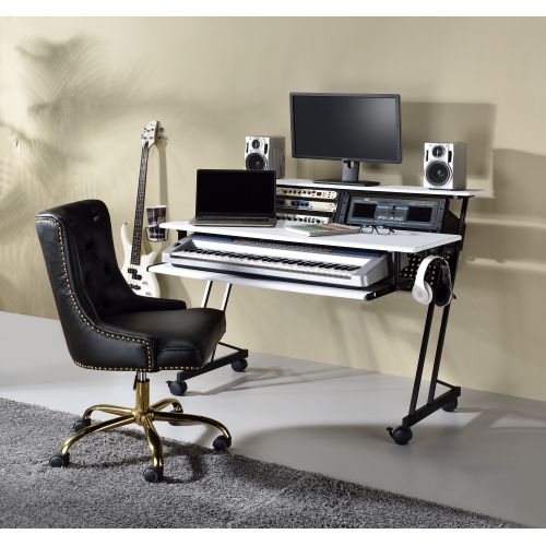 ACME Suitor Computer Desk, White & Black 92902